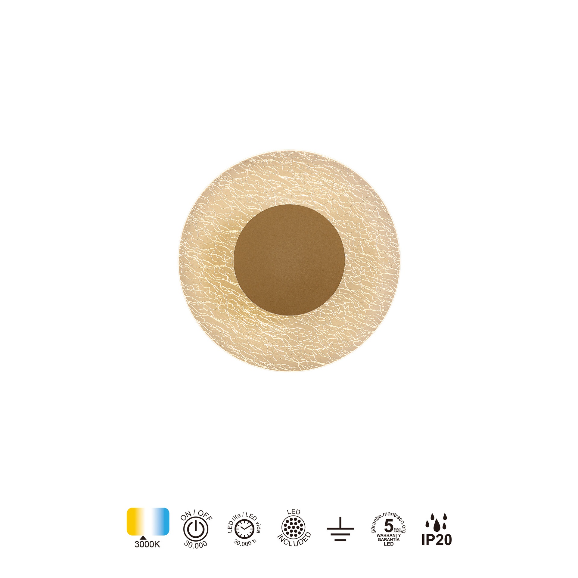 JEWEL * LED WALL LAMP 12W - PINTURA GOLD