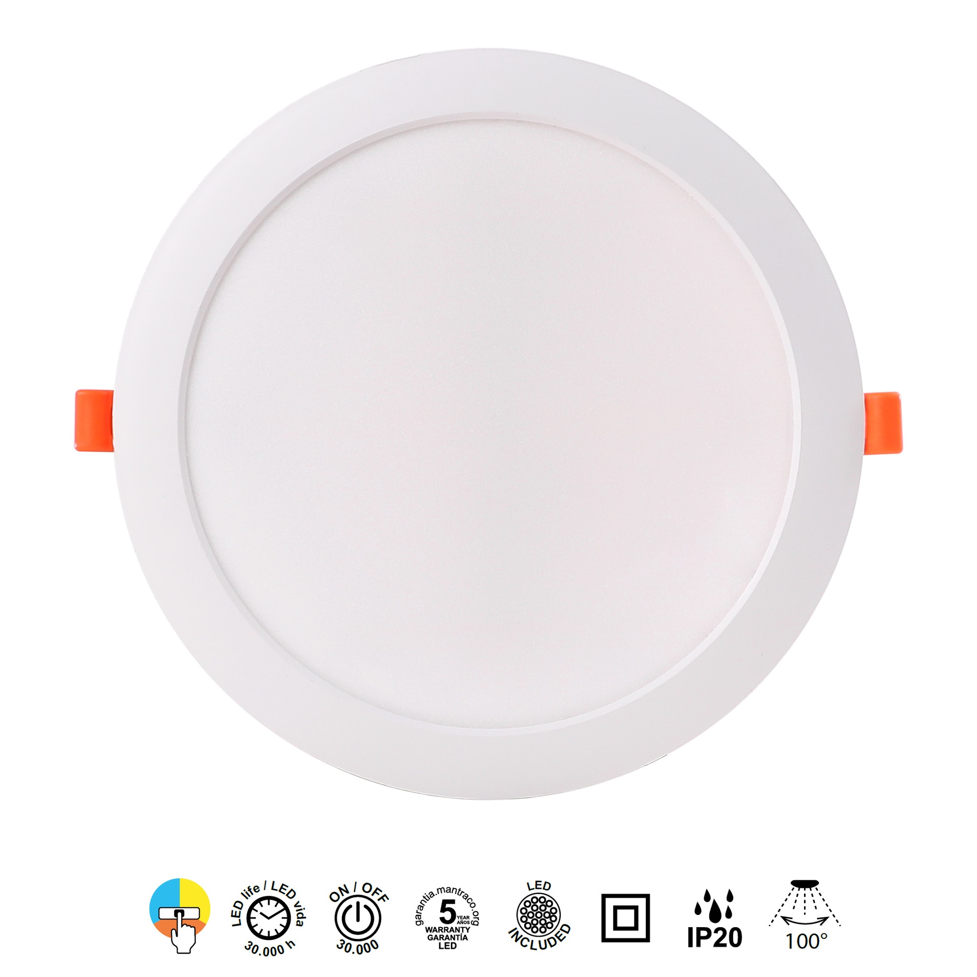 EILAT * SPOT RECESSED LED CCT 18W WHITE