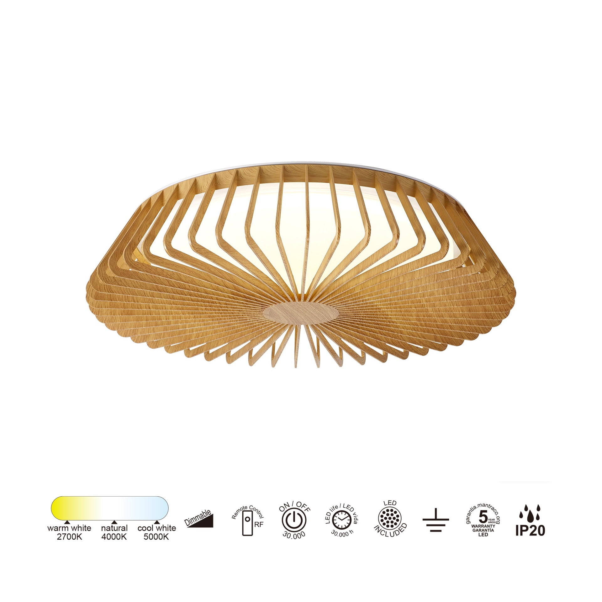 HIMALAYA PLAFONIERA * PLAFONIERA LED 53 CM LEGNO