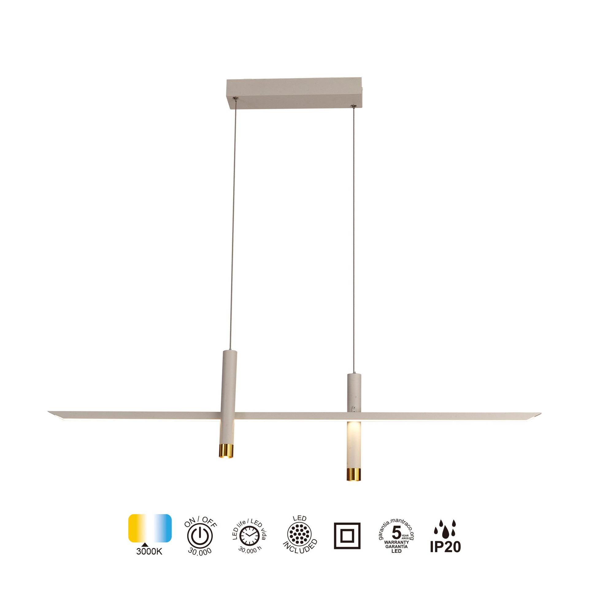 Esparta · Lampade da soffitto · Bianco + Oro