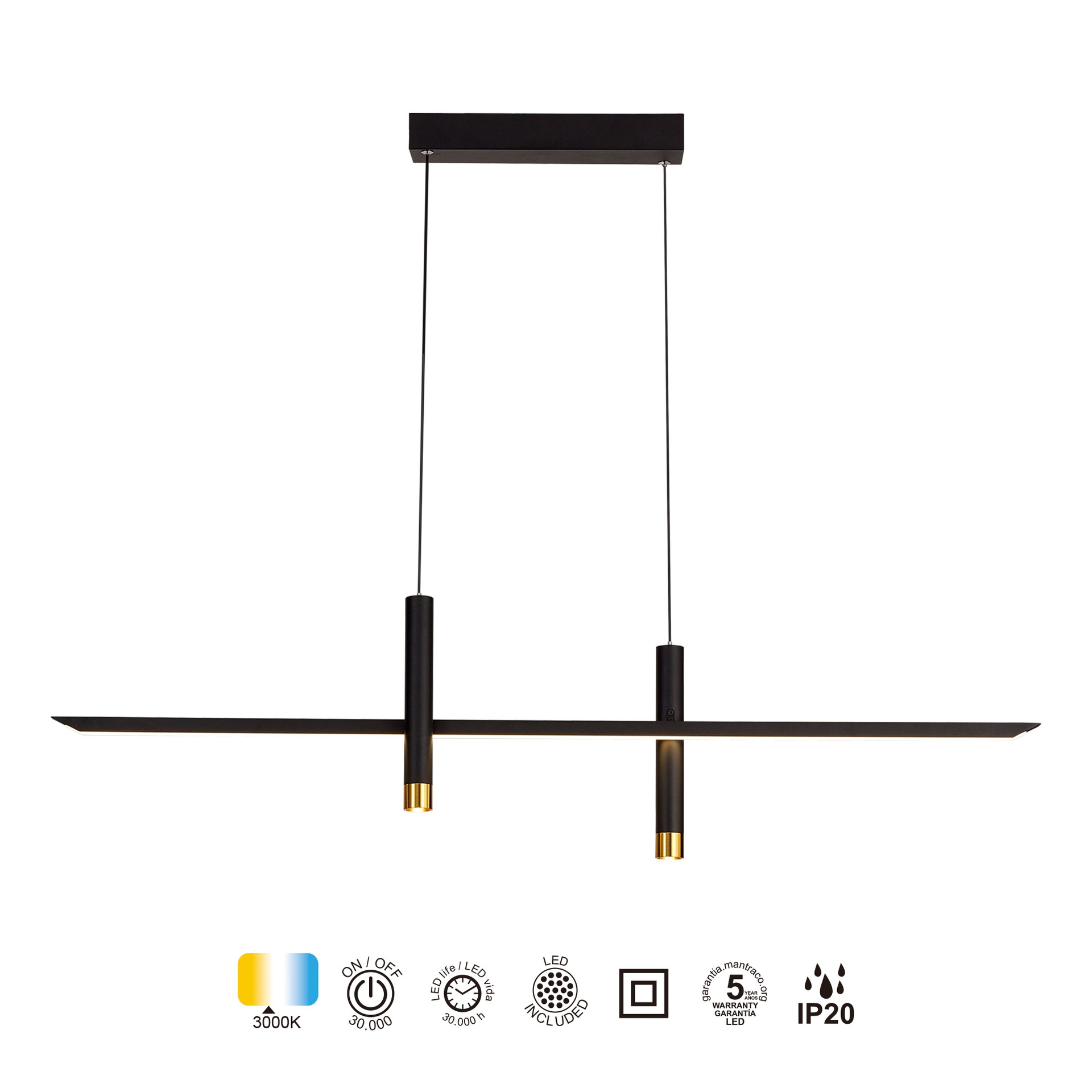 Esparta · Luminarias de techo · Negro / Oro