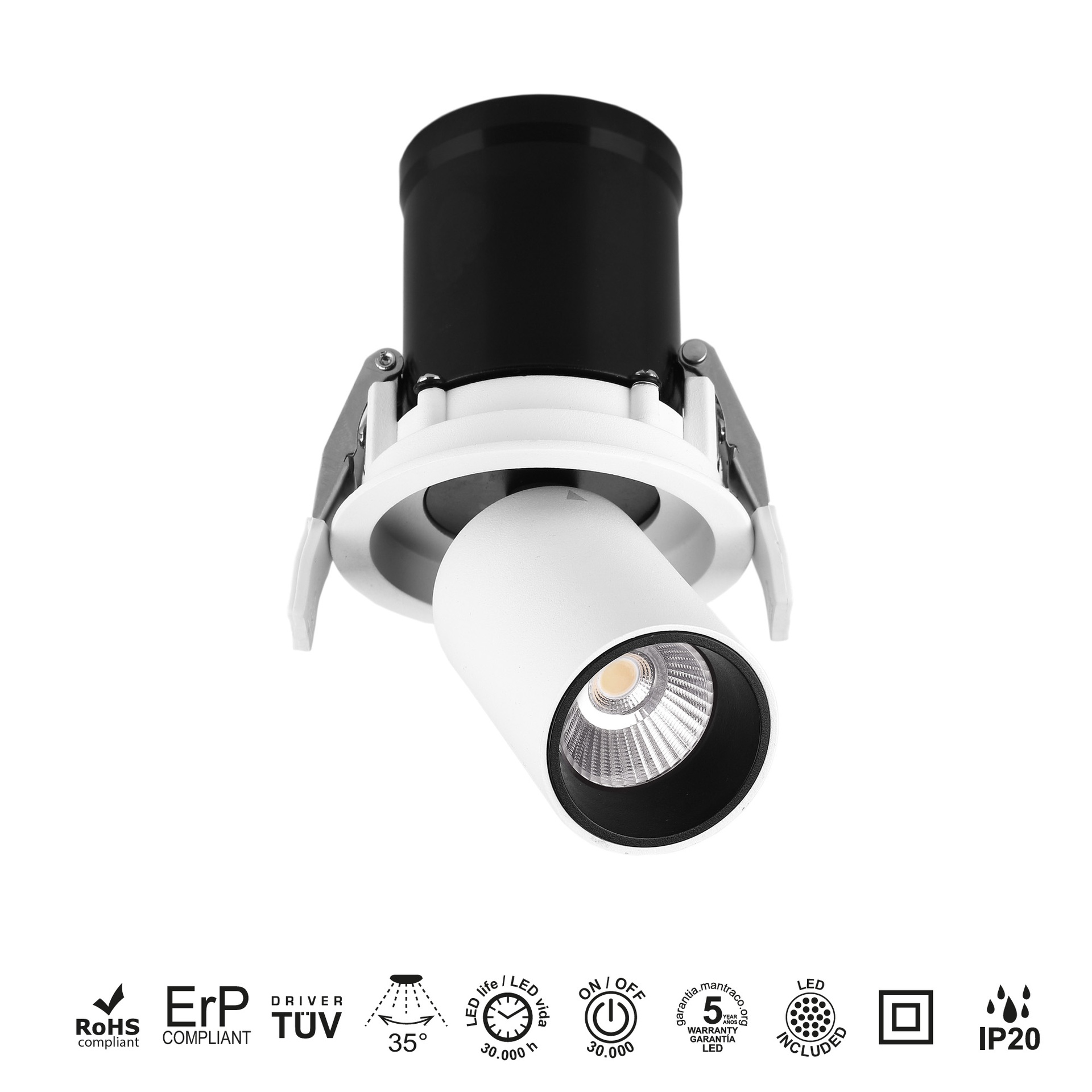 GARDA * INCASSATO LED COB (Basculante) 7W - 4000K