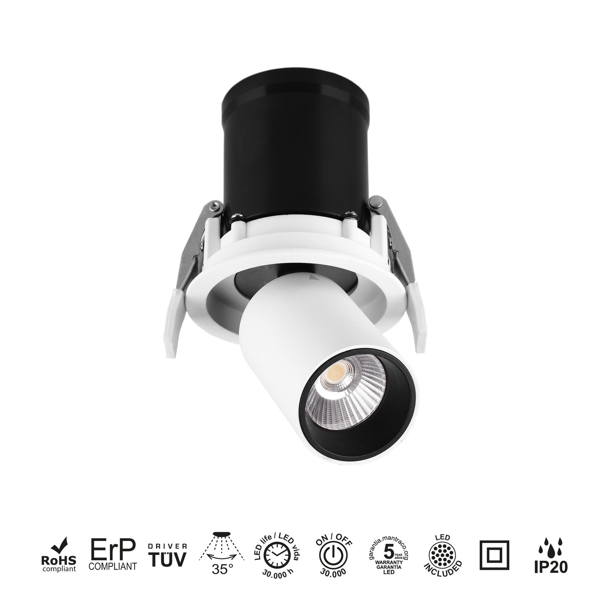 GARDA * COB LED RECESSED (Basculante)  WHITE 7W - 2700K