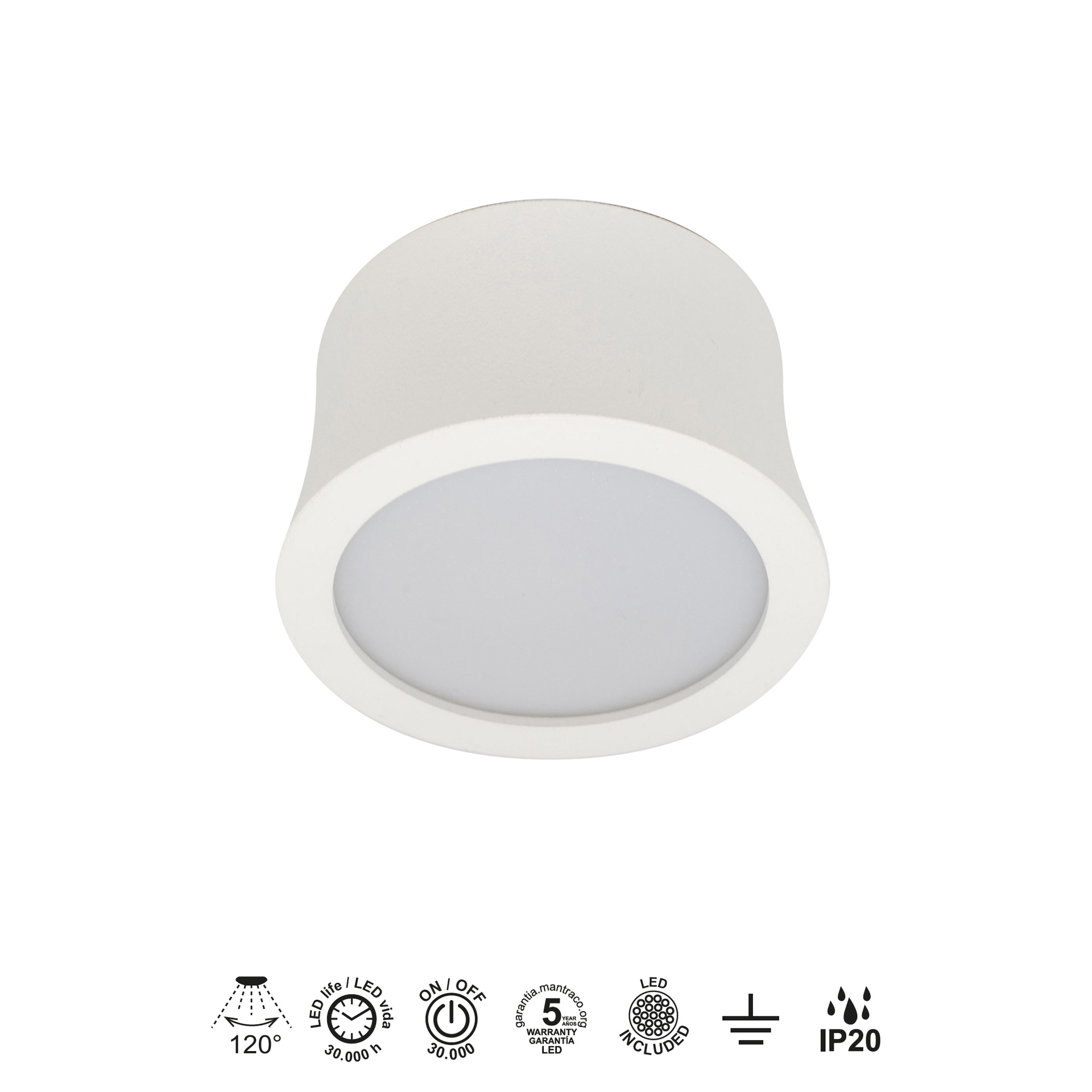 GOWER * FARETTO LED BIANCO 7W 3000K