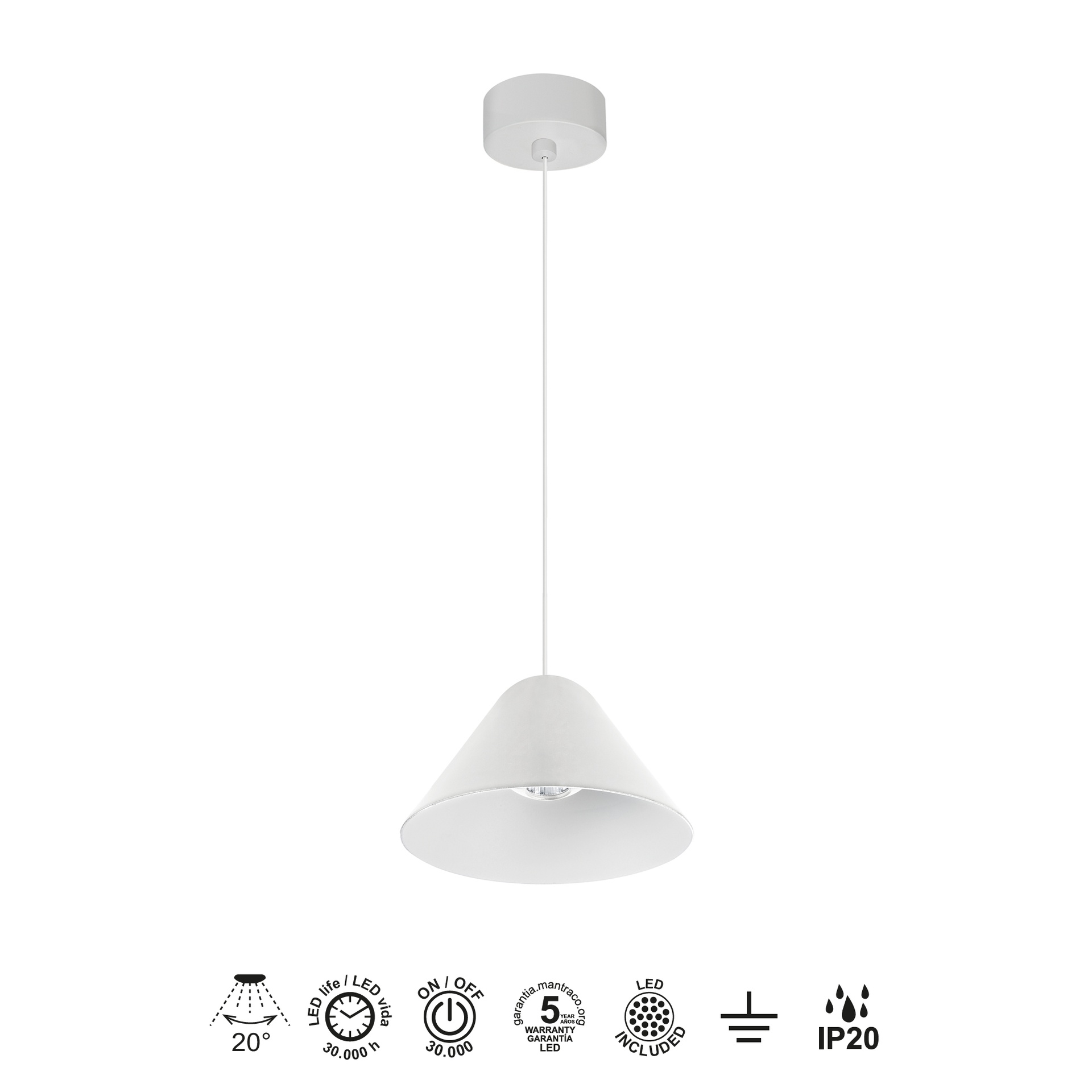 GRUISSAN * SOSPESO LED 5W 3000K BIANCO