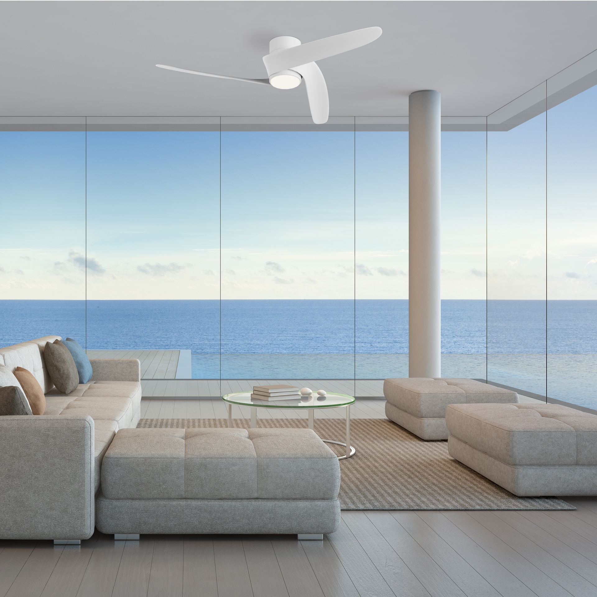 Groenland S · Ventilador de aspas con luz · Blanco