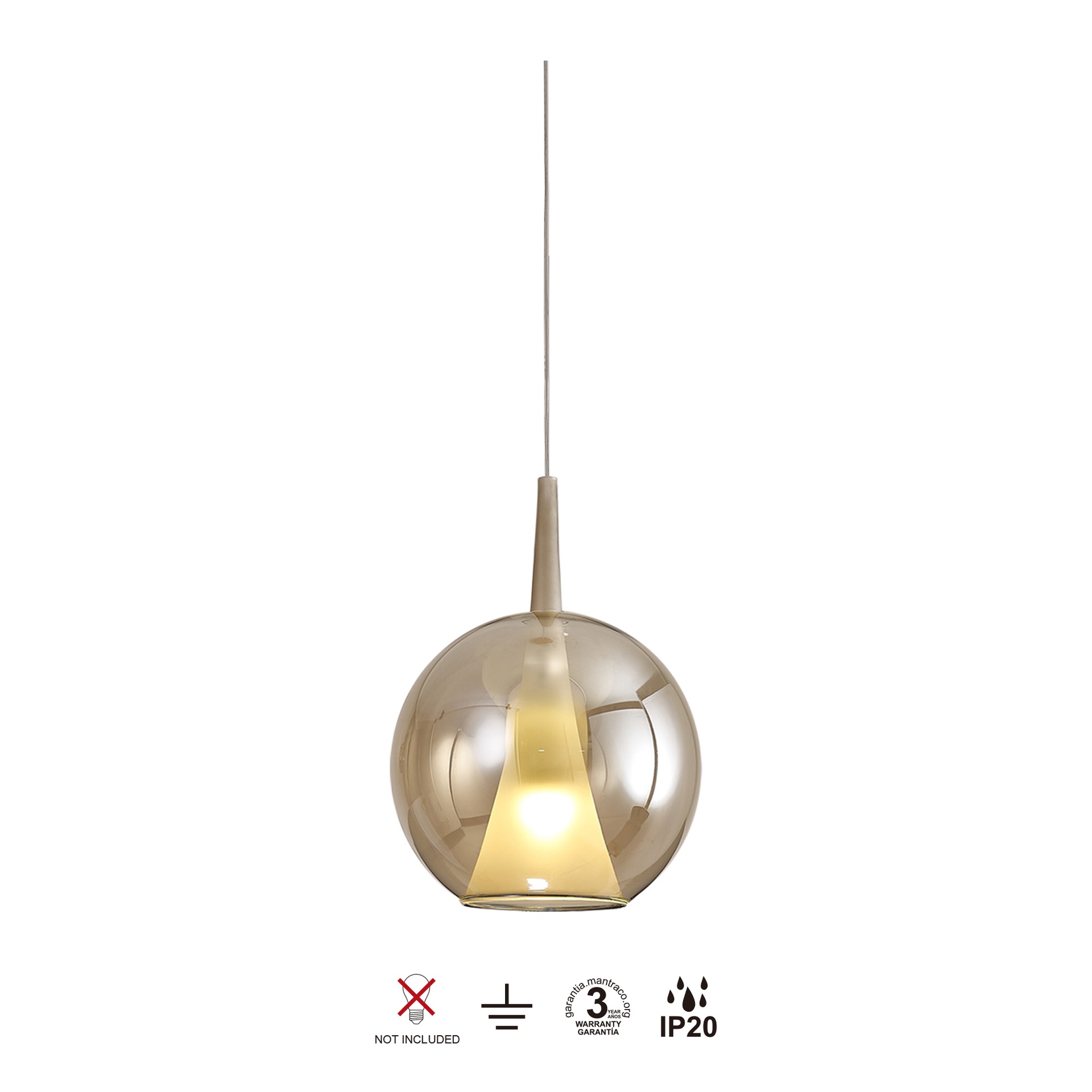 ELSA * PENDANT BALL GLASS - E27 - BRONCE + OPAL ( WITHOUT BASE) 