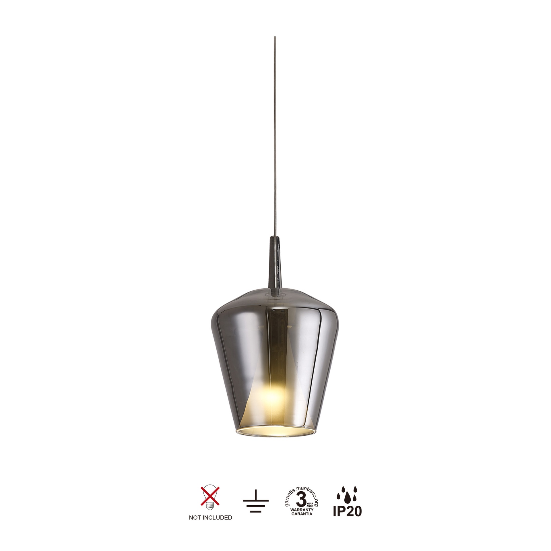 ELSA * PENDANT BELL GLASS - E27 - CHROME + OPAL (WITHOUT BASE) 
