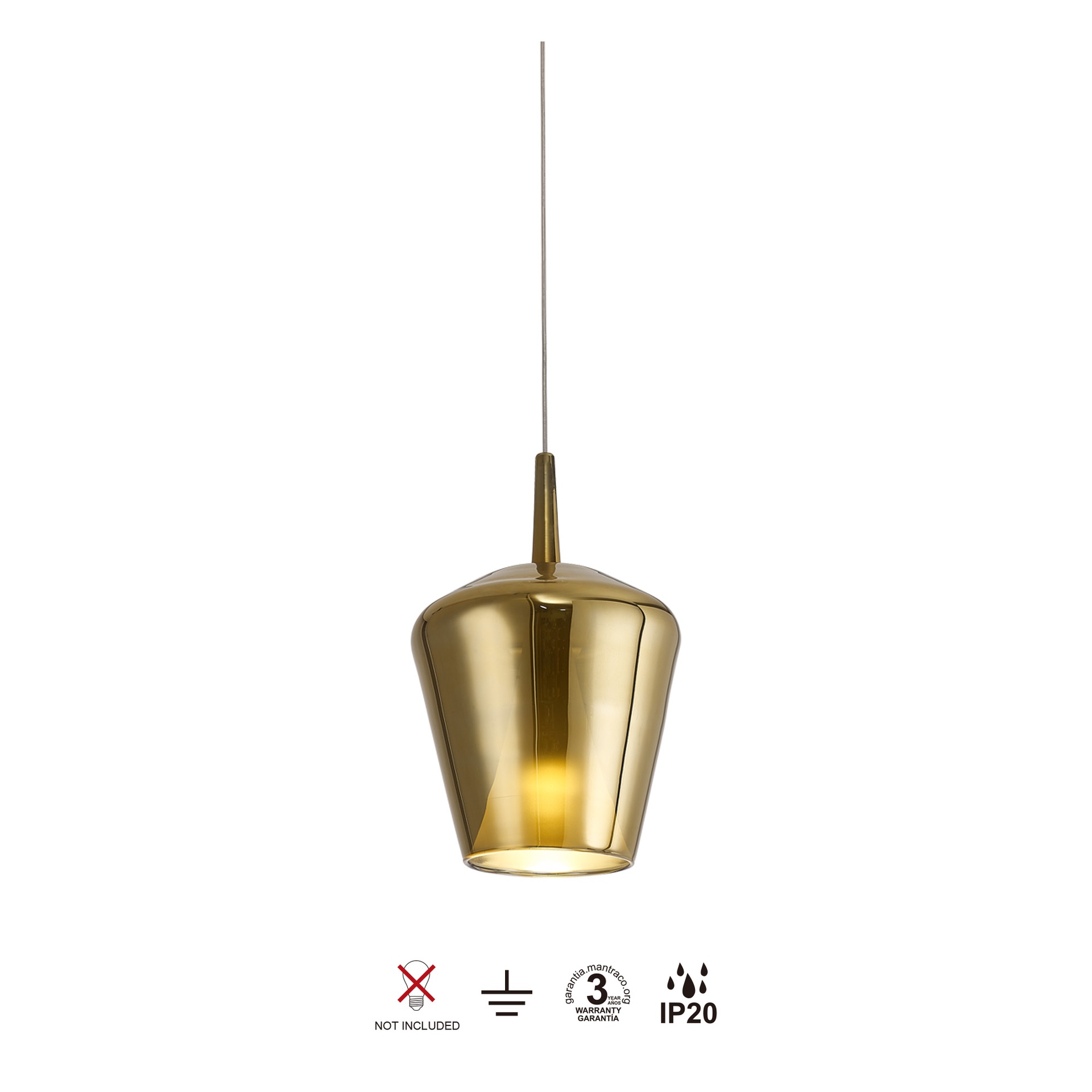 ELSA * SOSPESO CRISTALLO CAMPANA - E27 - ORO + OPALE ( SENZA BASE)