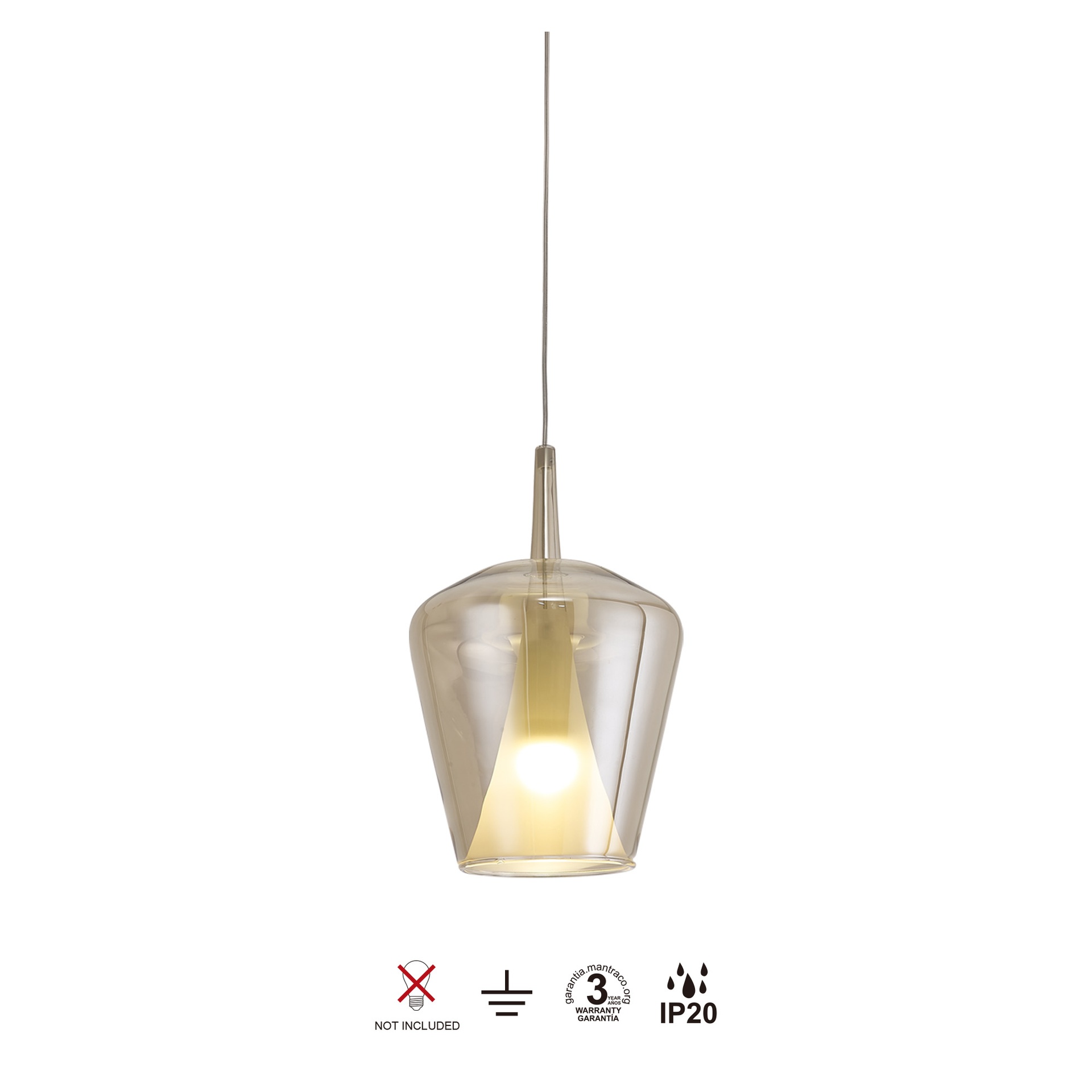 ELSA * SOSPESO CRISTALLO CAMPANA - E27 - BRONE + OPALE ( SENZA BASE)