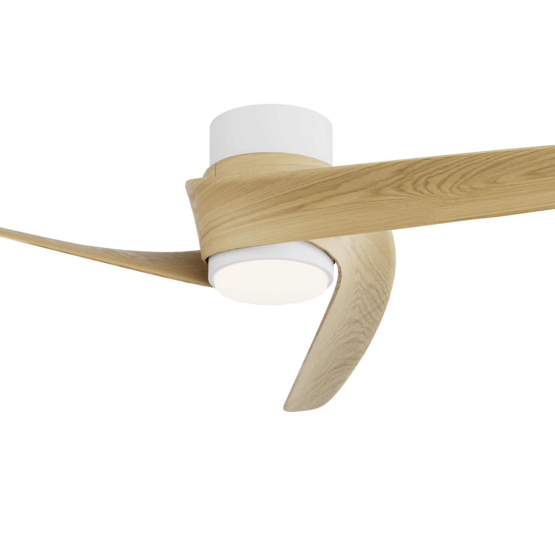 Groenland S · Ventilador de aspas con luz · Blanco / Madera