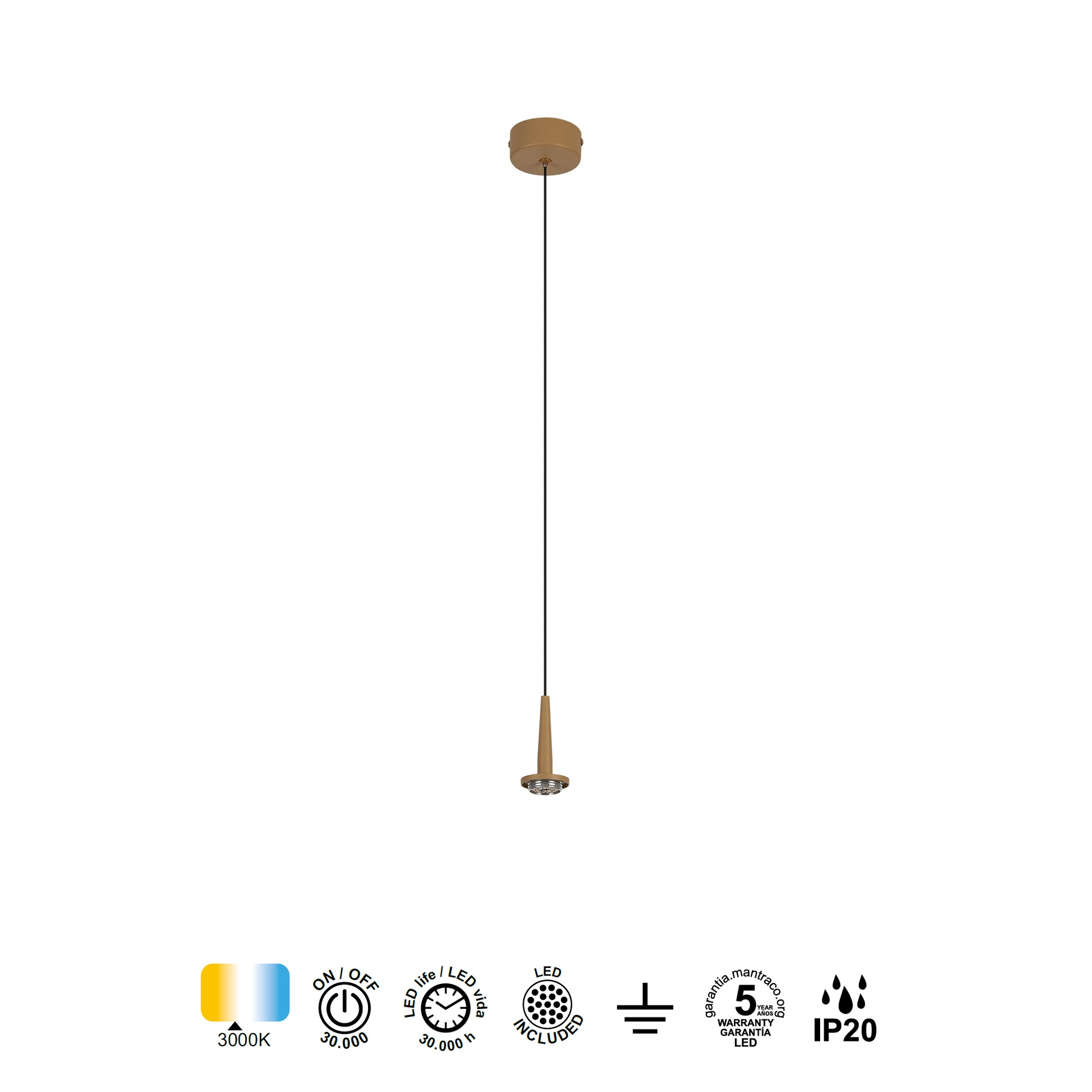 ANDROMEDA * SOSPESO LED 5W 3000K W/T CRISTALLO