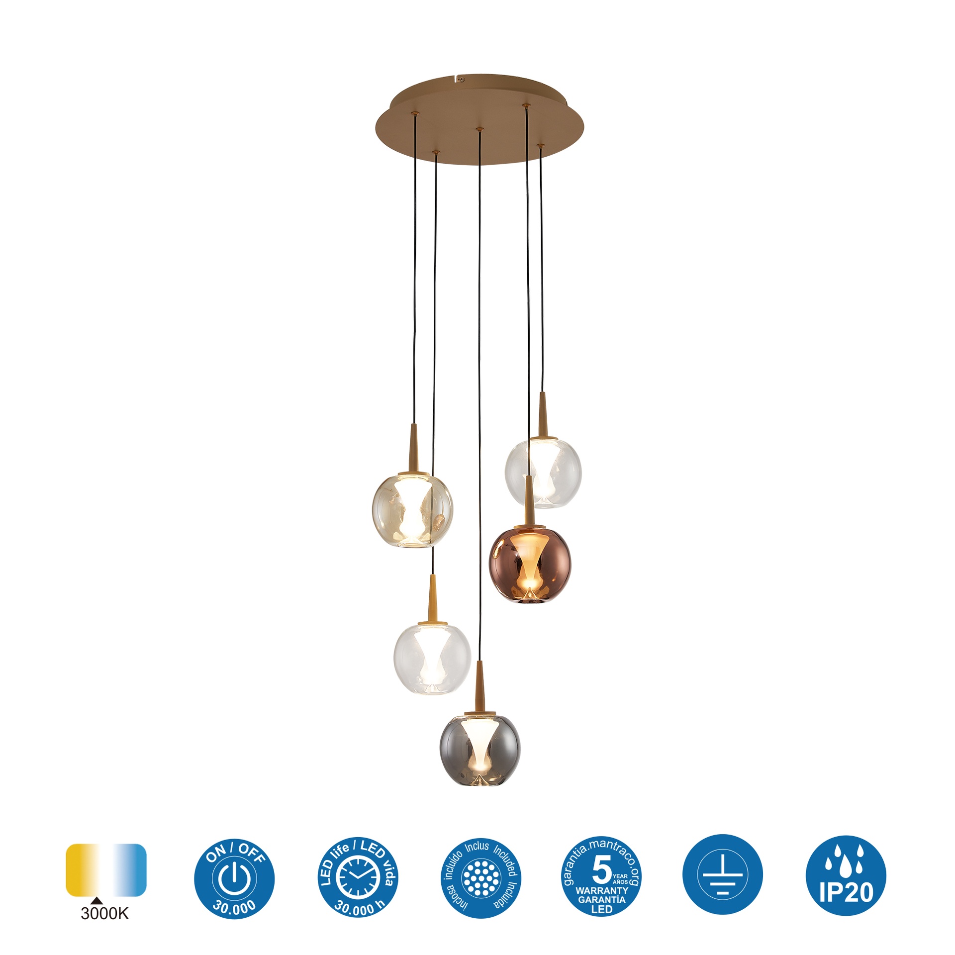 ANDROMEDA * PENDANT 5L- BASE (ROUND)  GOLD - 8941(X2) +8938+8939+8940