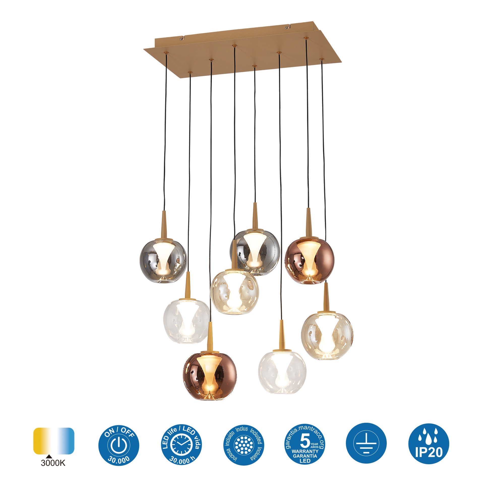 ANDROMEDA * PENDANT 8L- BASE (RECTANGULE)  GOLD - 8941+8938+8939+8940