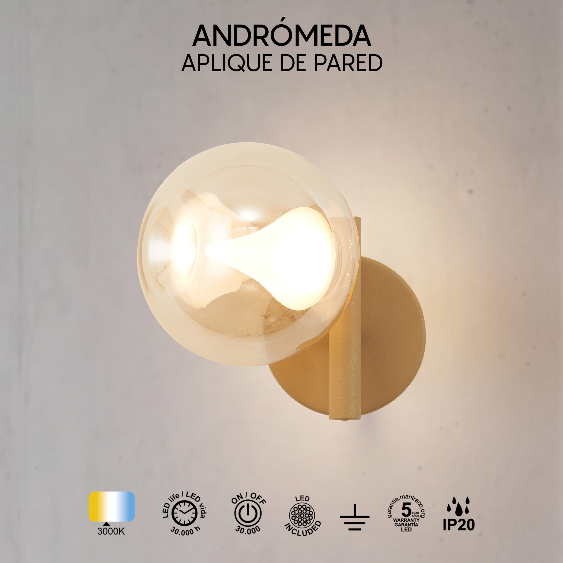 ANDRÓMEDA * APLIQUE 1L - ORO