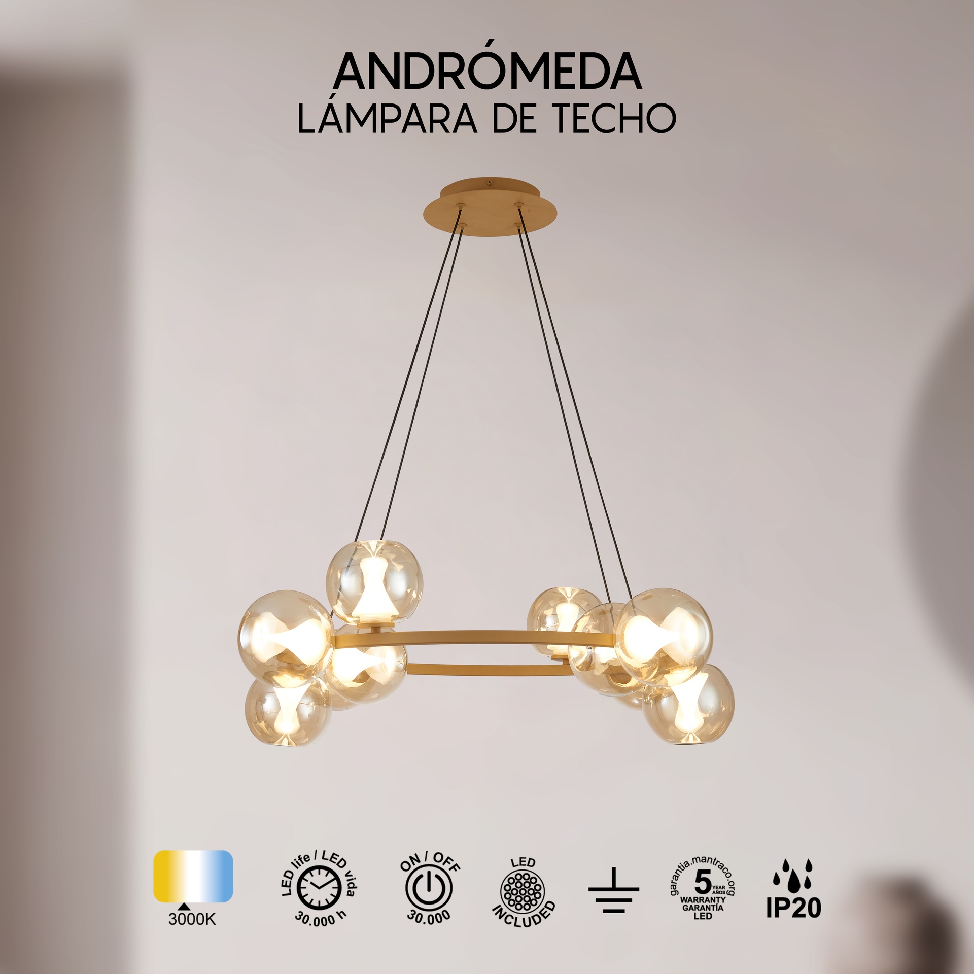 Andromeda · Luminarias de techo · Oro