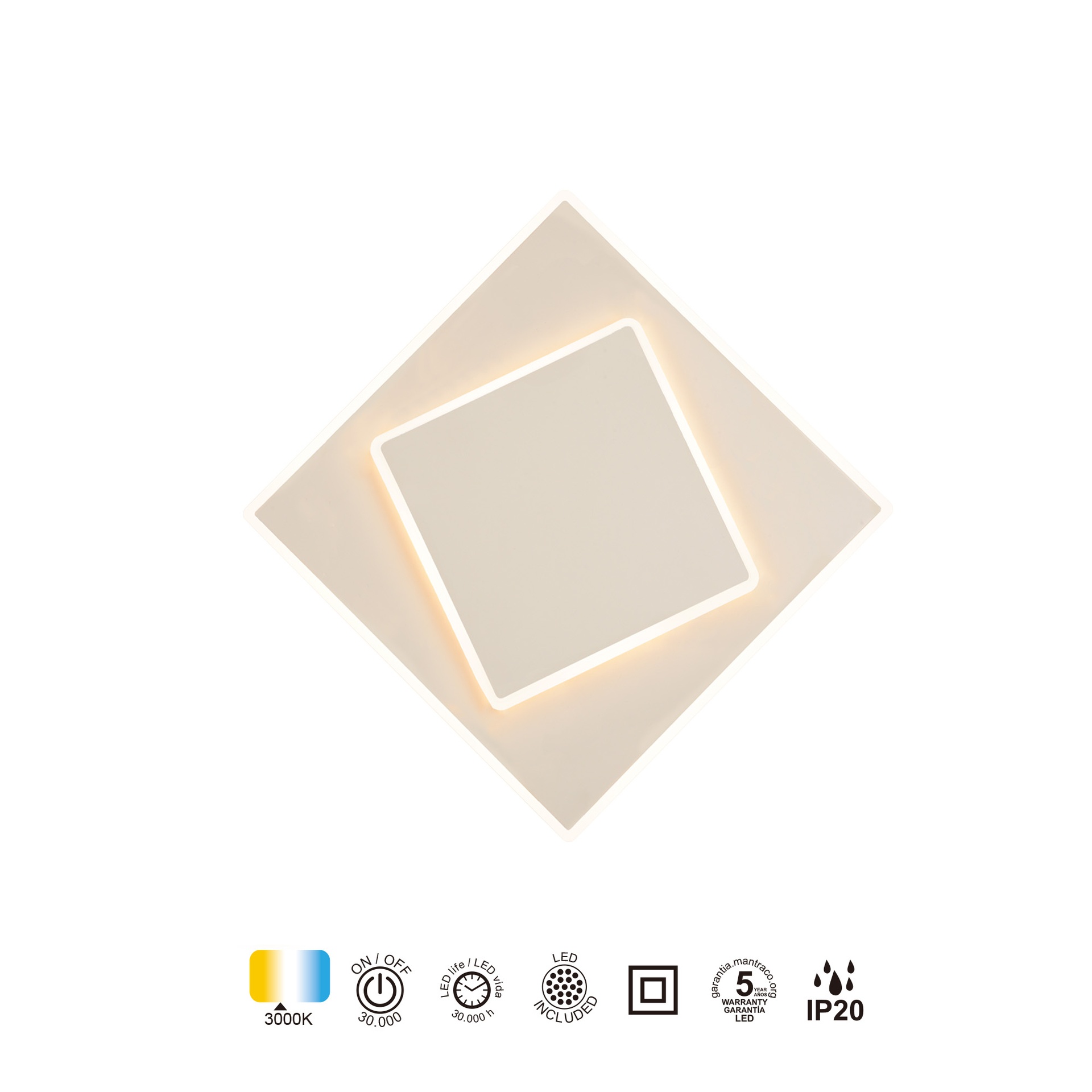 DAKLA * SQUARE WALL LAMP LED 18W WHITE