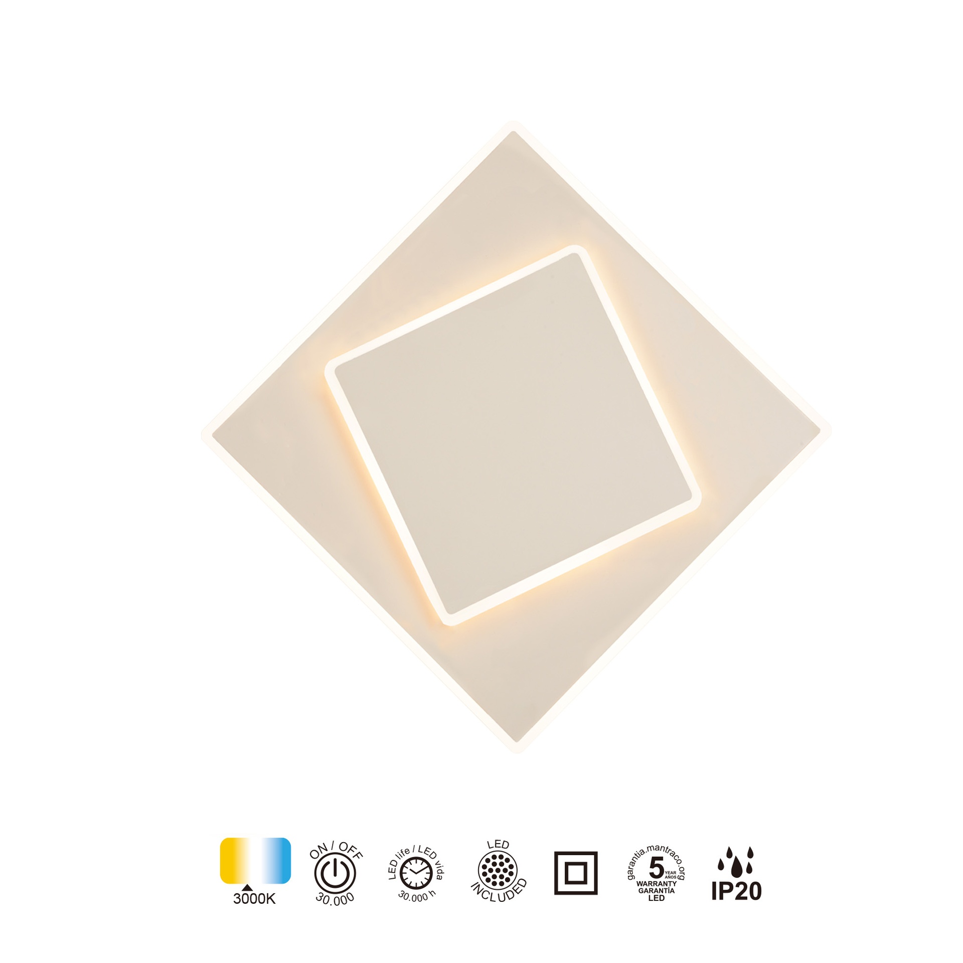 DAKLA * SQUARE WALL LAMP LED 30W WHITE