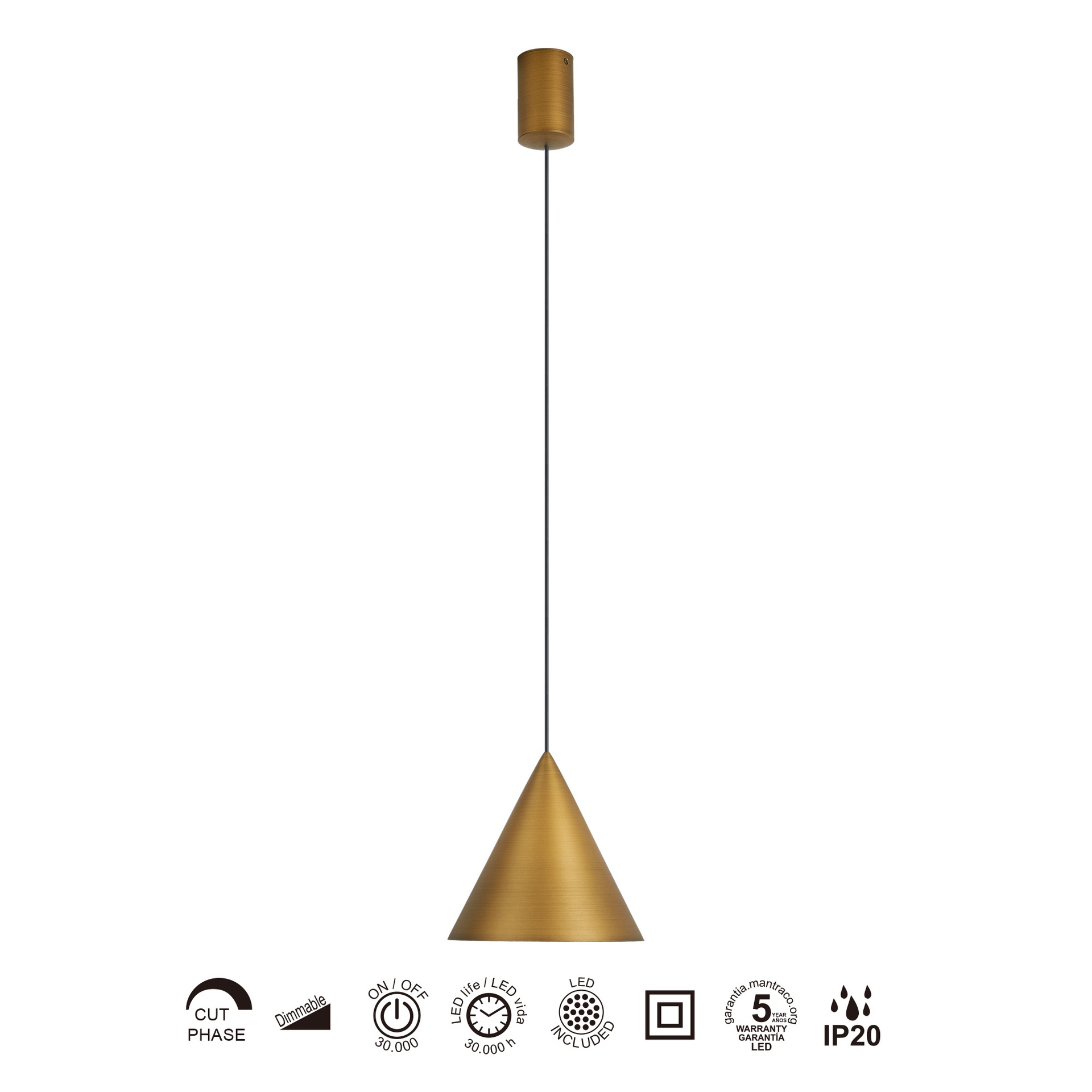 CONO * LED Pendant LED 10W - Leather - 18 CM - Dimmable TRIAC