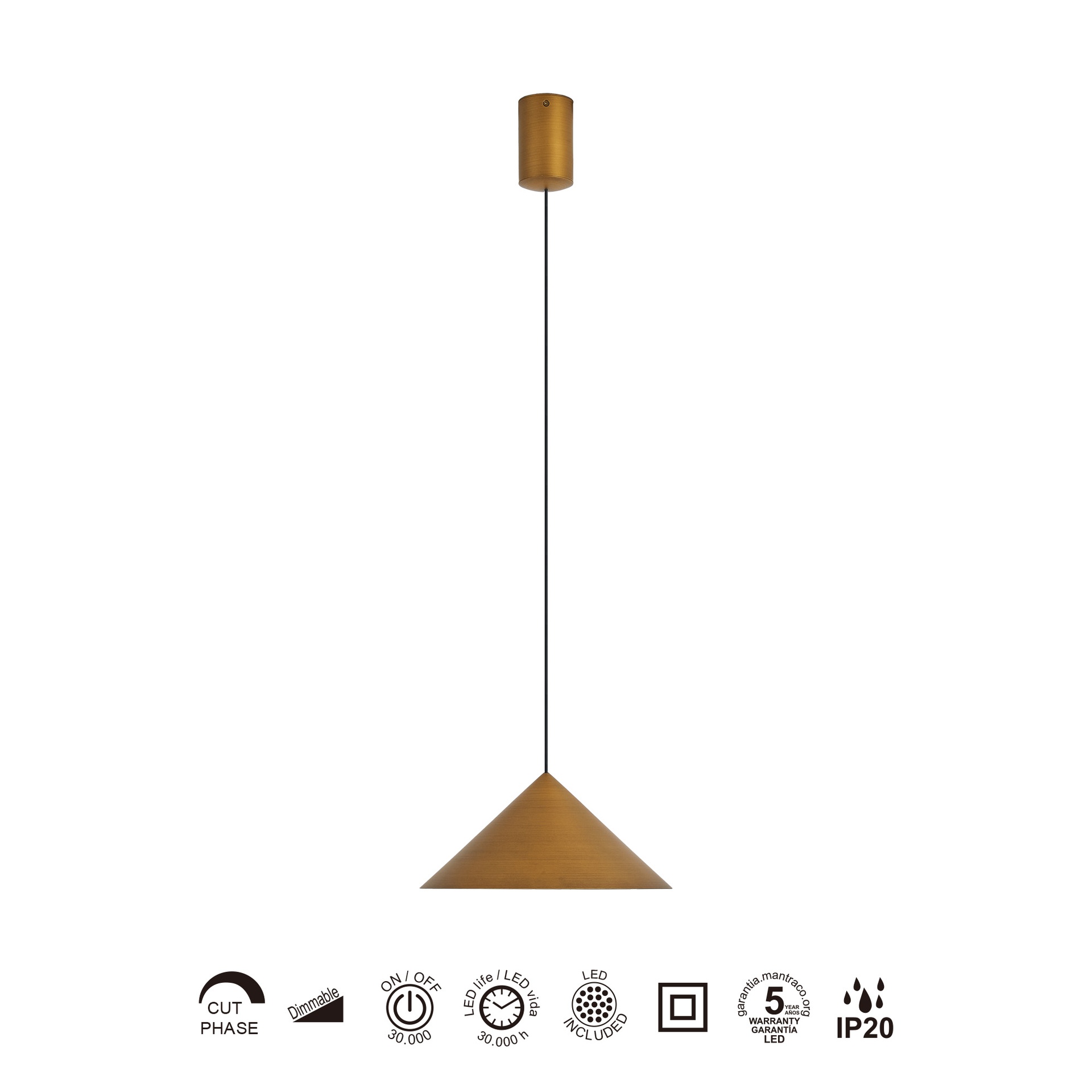 CONO * LED Pendant LED 10W - Leather - 24 CM - Dimmable TRIAC