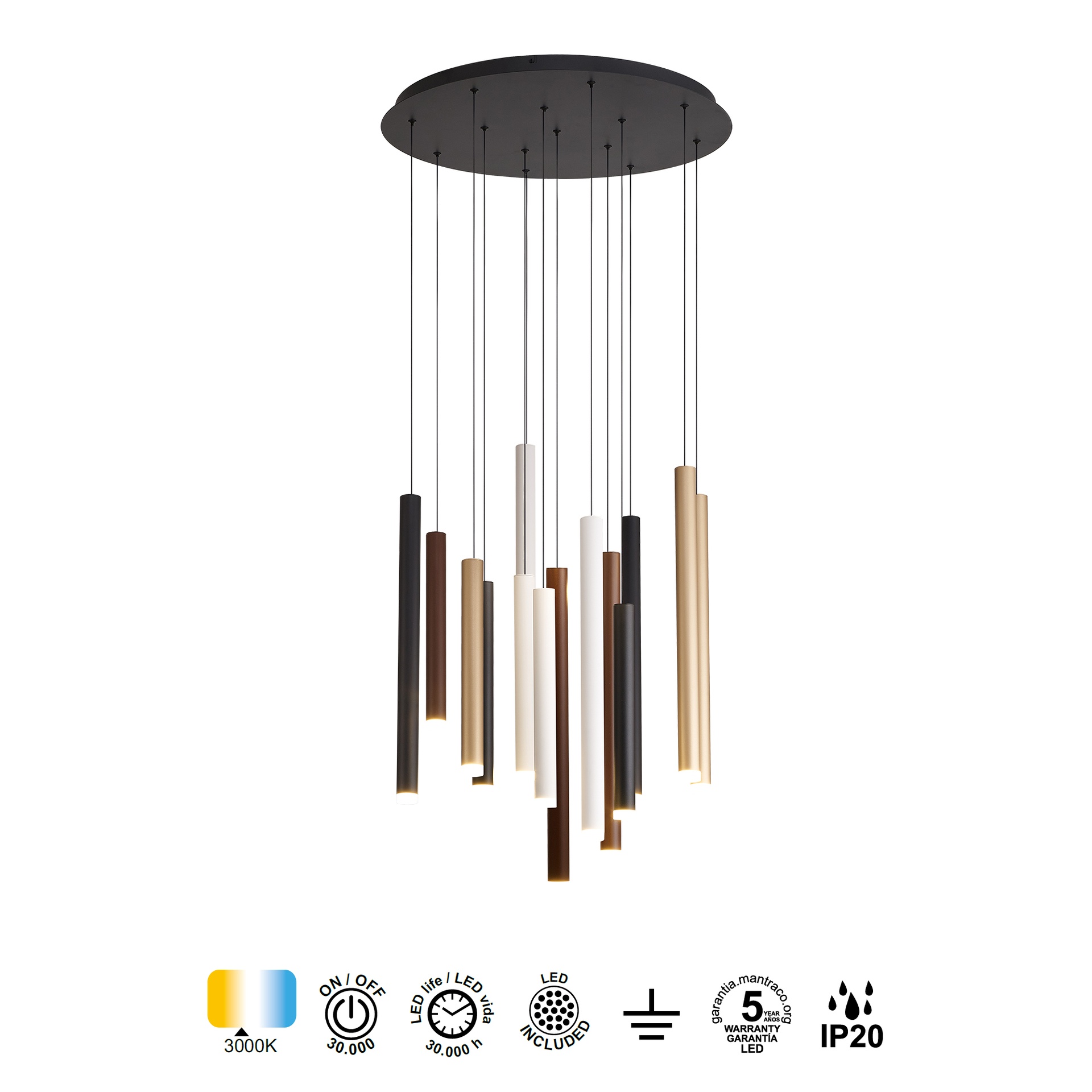 Cala · Luminaires de plafond · Blanc + Noir + Or + Corten