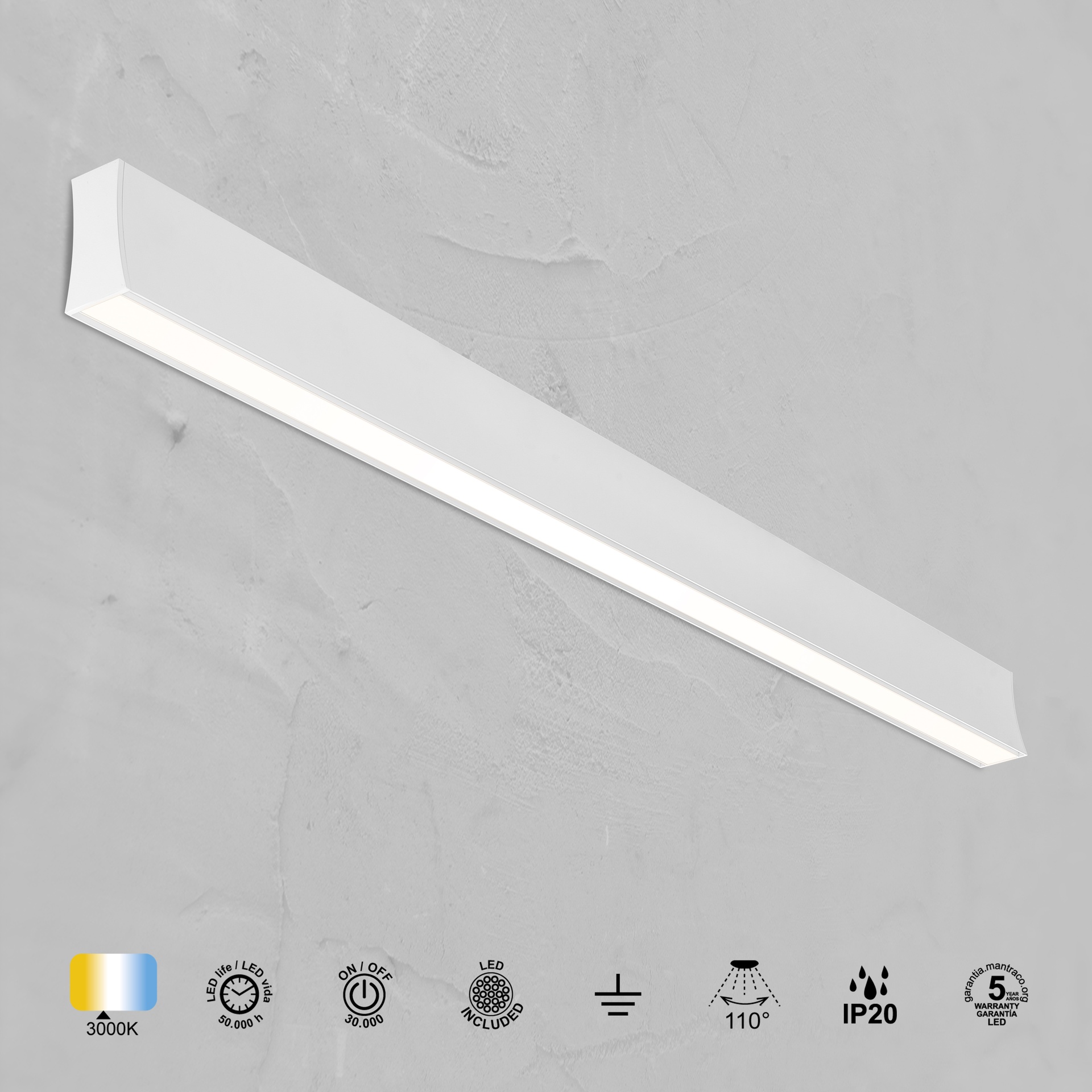 HANOK * APPLIQUE LED 38W 3000K 110º BIANCA