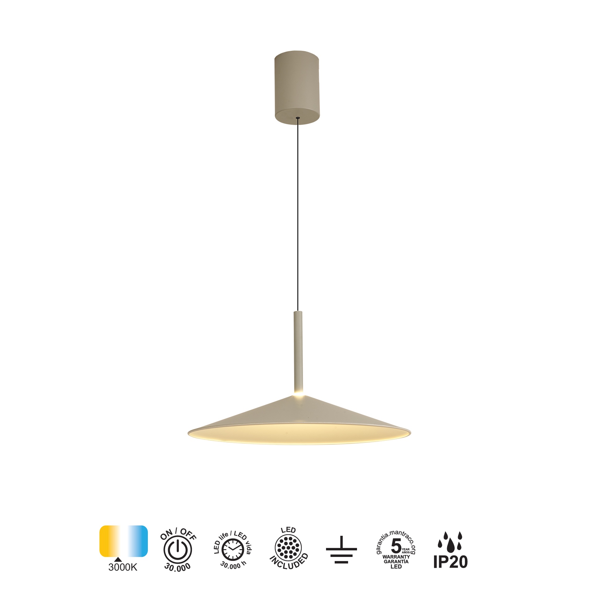 CALICE * PENDANT (LARGE)  LED 1L - ASH