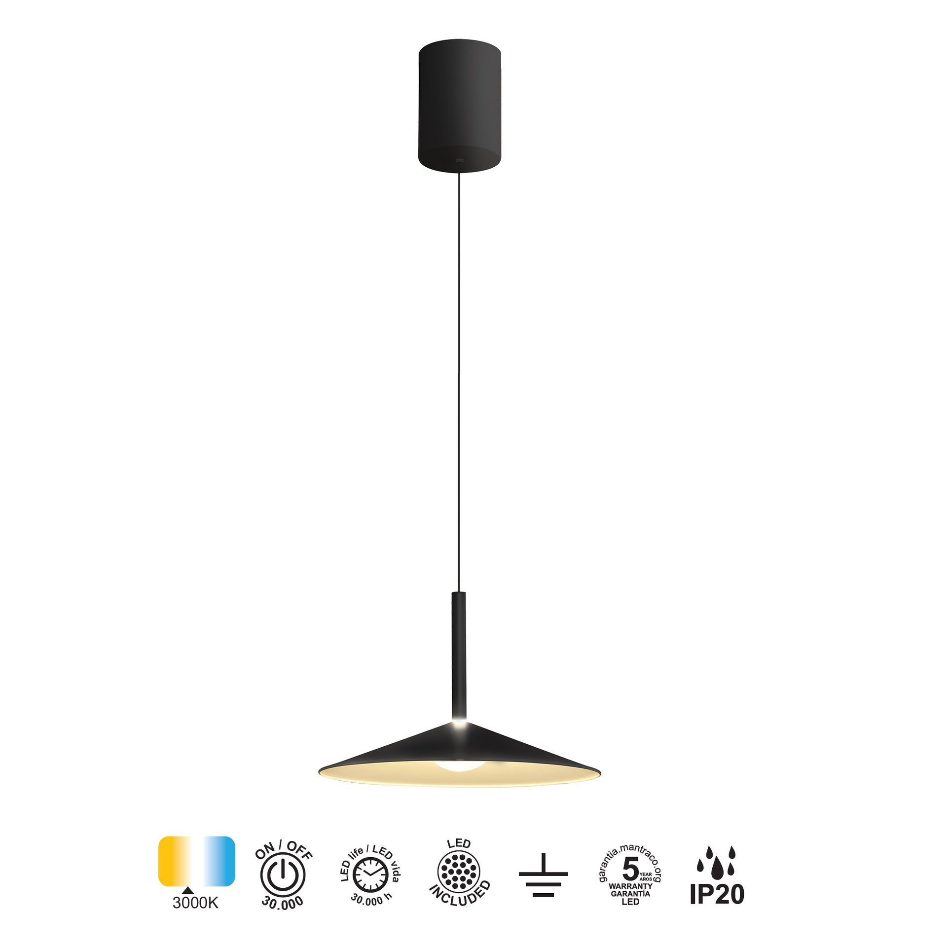 CALICE * SOSPESO PICCOLO LED 1L - NERO Y BIANCO