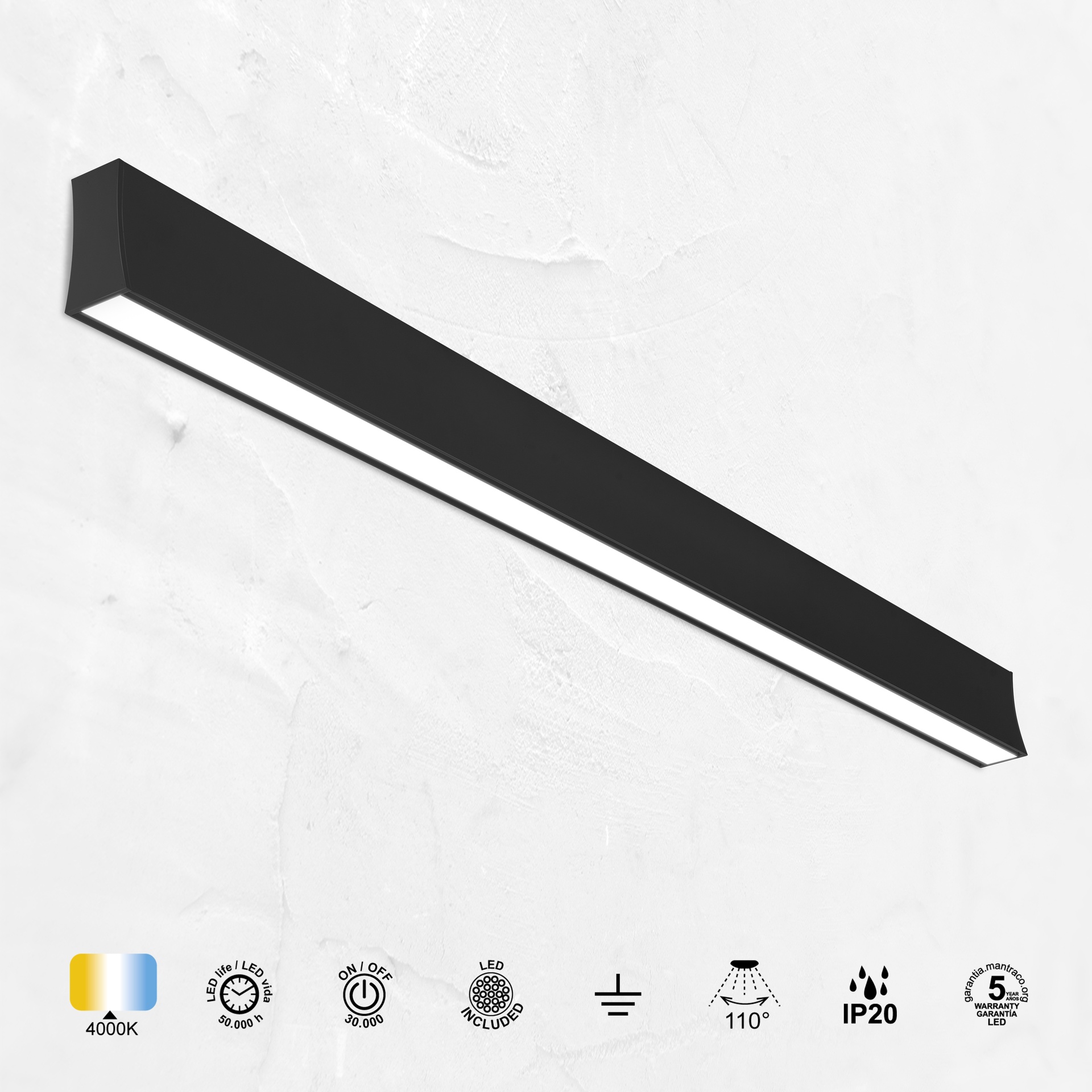 HANOK * APPLIQUE LED 38W 4000K 110º NERO