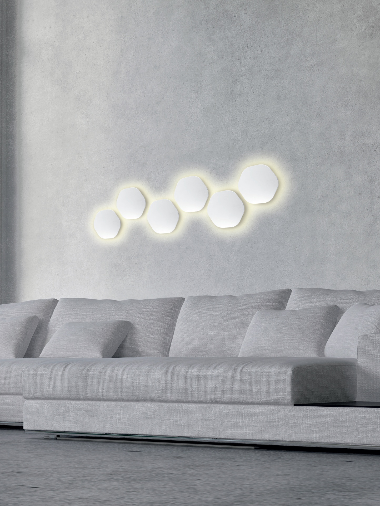 ***OFER/DES** BORA BORA * LED WALL LAMP HEXAGONAL SILVER - 12W  3000K