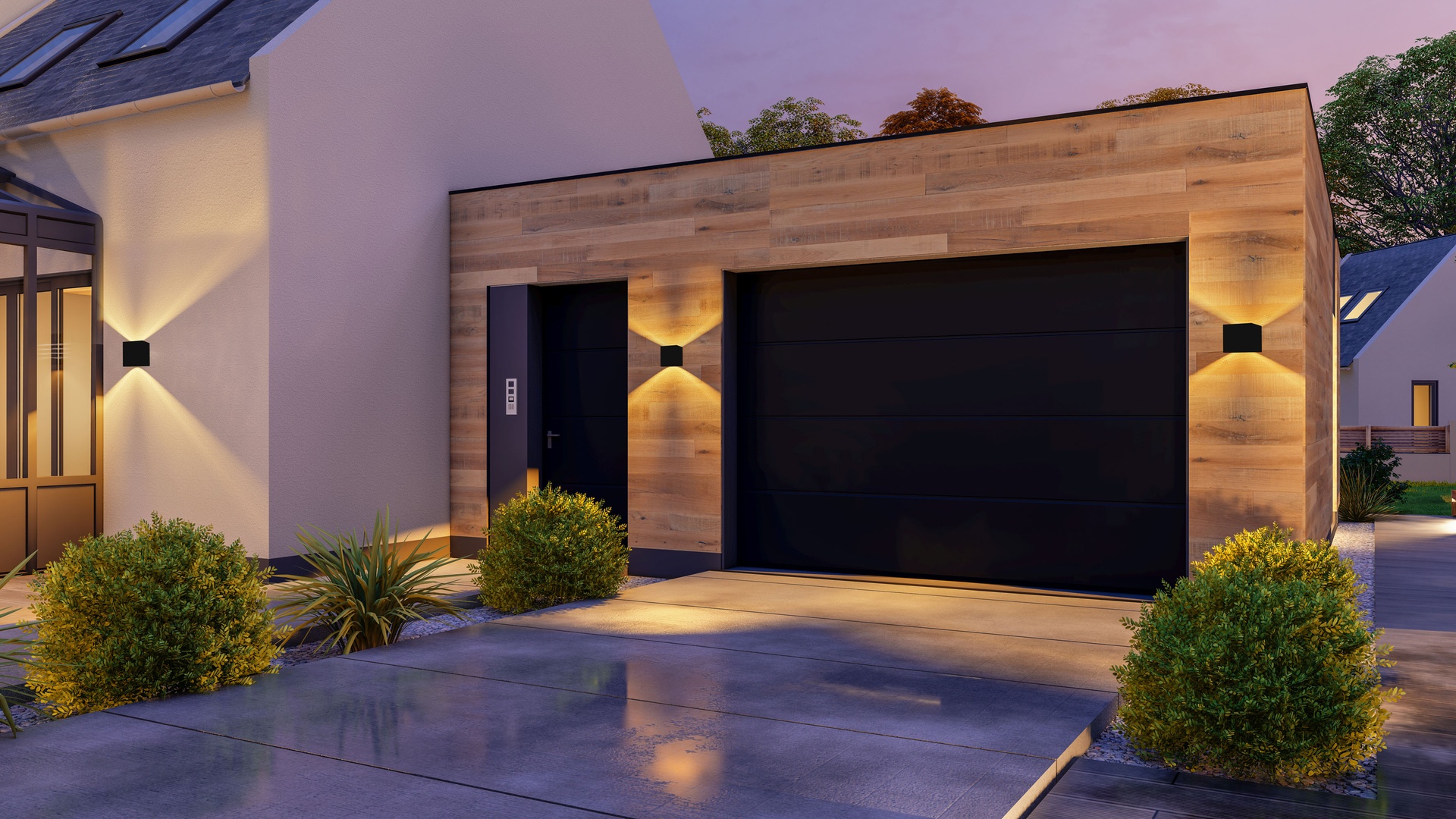 DAVOS * LED EXTERIOR WALL LAMP * 2*10W 2700K DIMMABLE BLACK