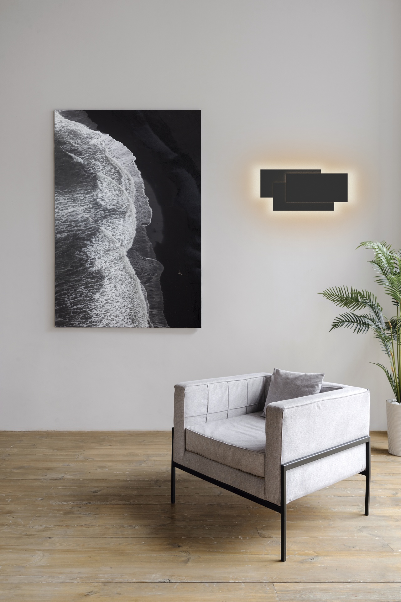TAHITI XL * APPLIQUE GRANDE LED QUADRATOS 36W - NERO - 3000K