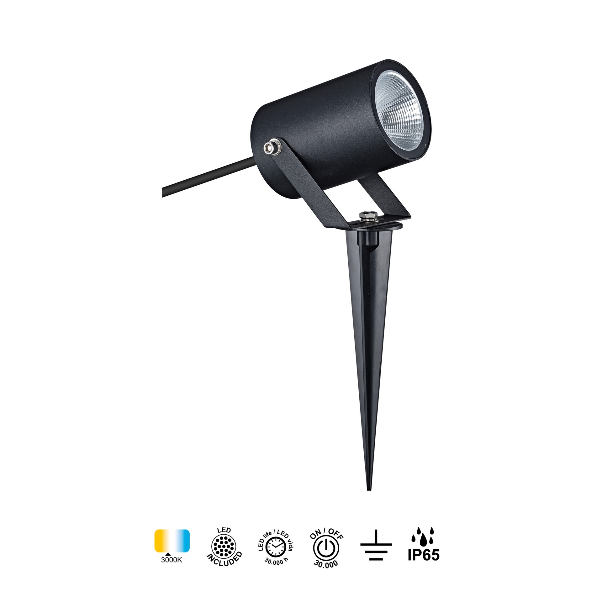 QUEBEC LED * PIQUETA EXTERIOR 10W 3000K IP65 NEGRO