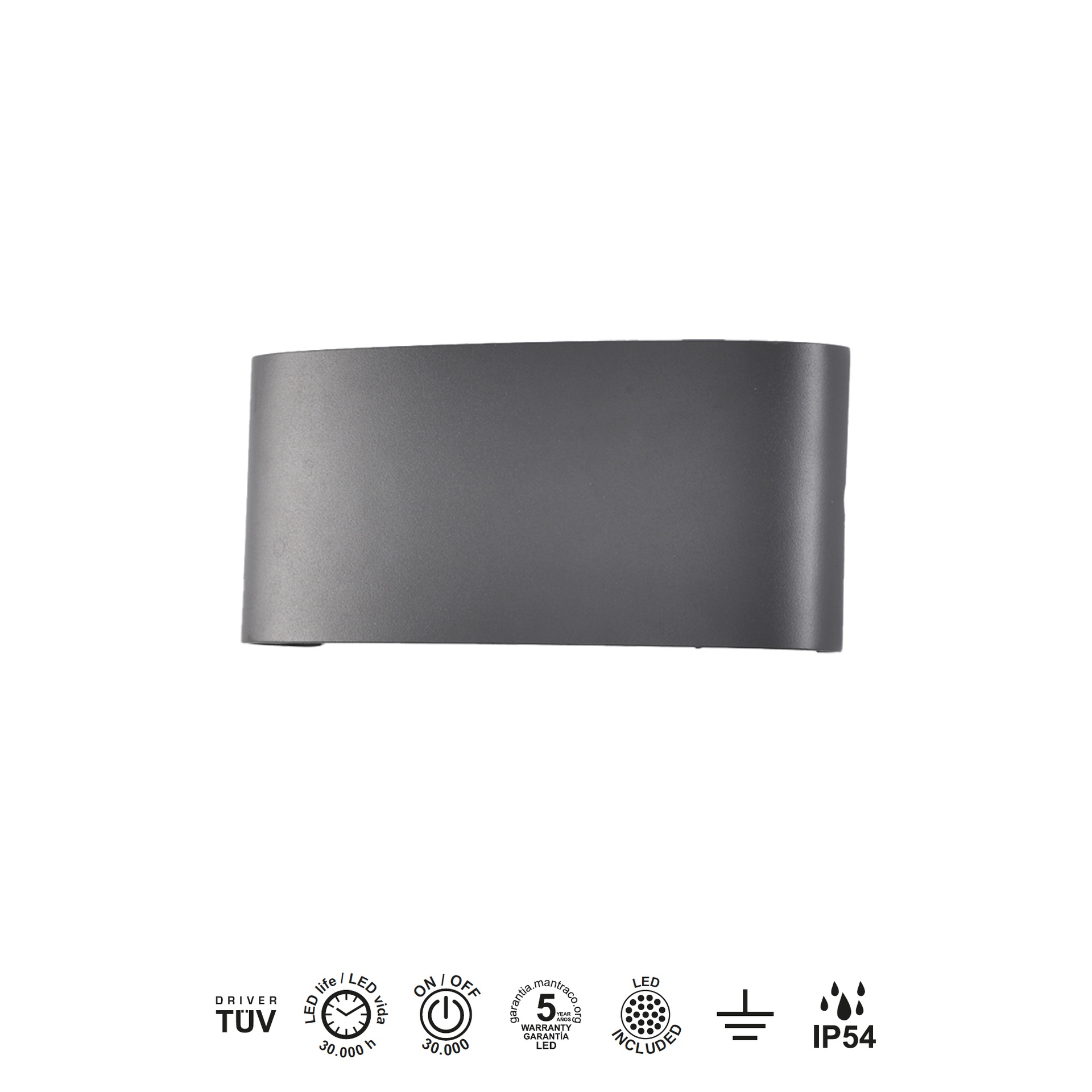 ARCS * LED EXTERIOR WALL LAMP  8*1W 3000K DARK GREY