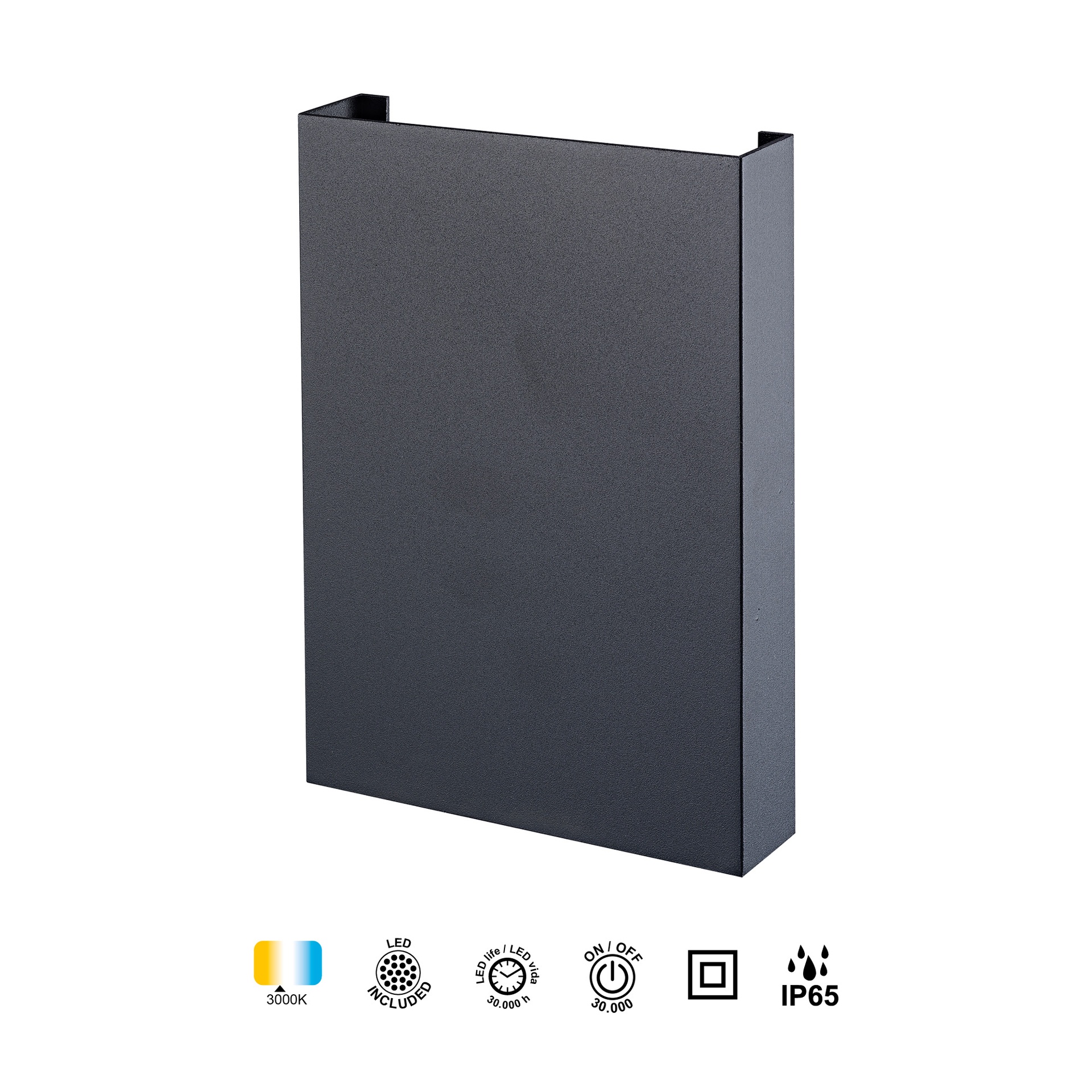 HUEZ * WALL LIGHT LED IP65 5+5W 3000K BLACK