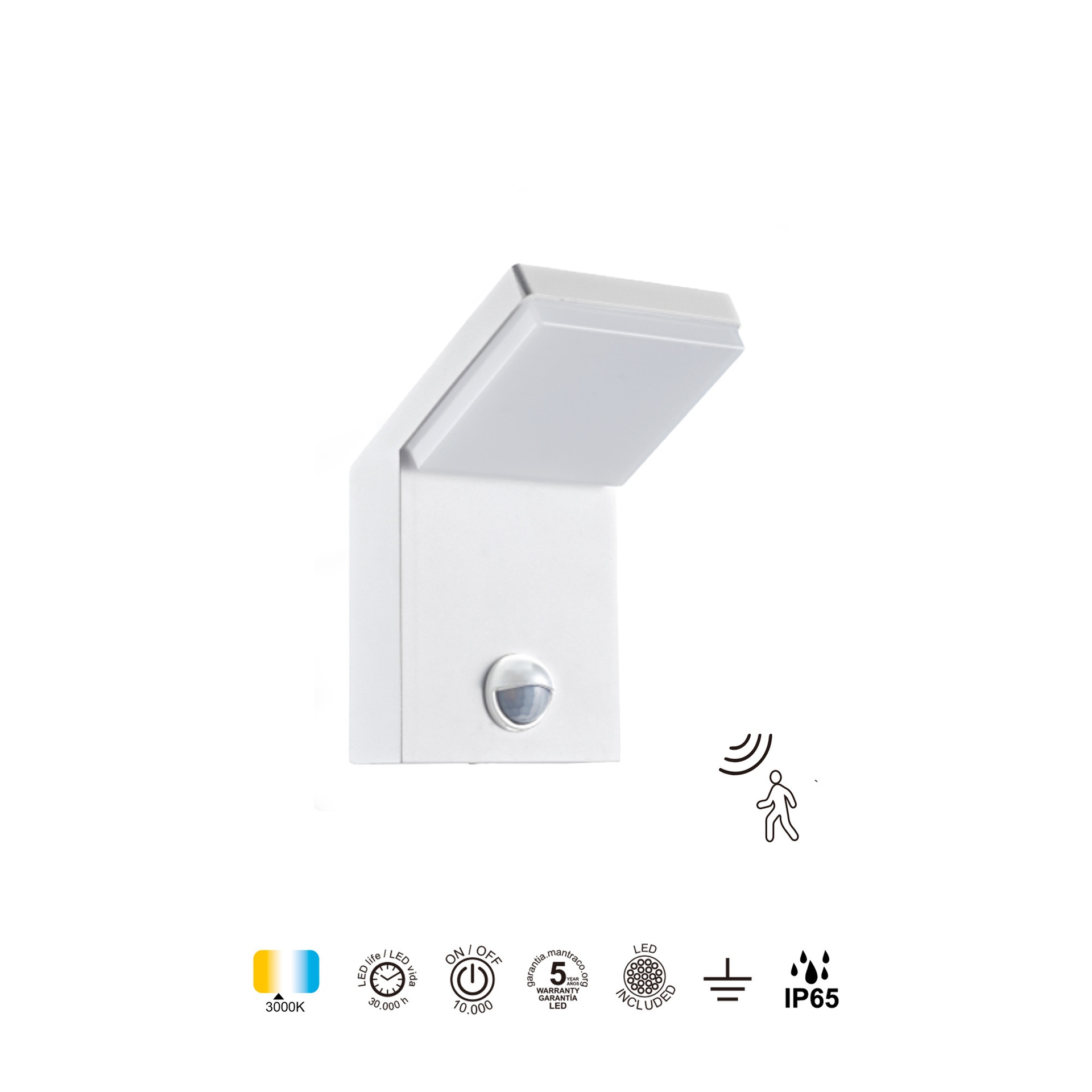 ALPINE * APPLIQUE LED IP65 6W 3000K BIANCO SENSOR