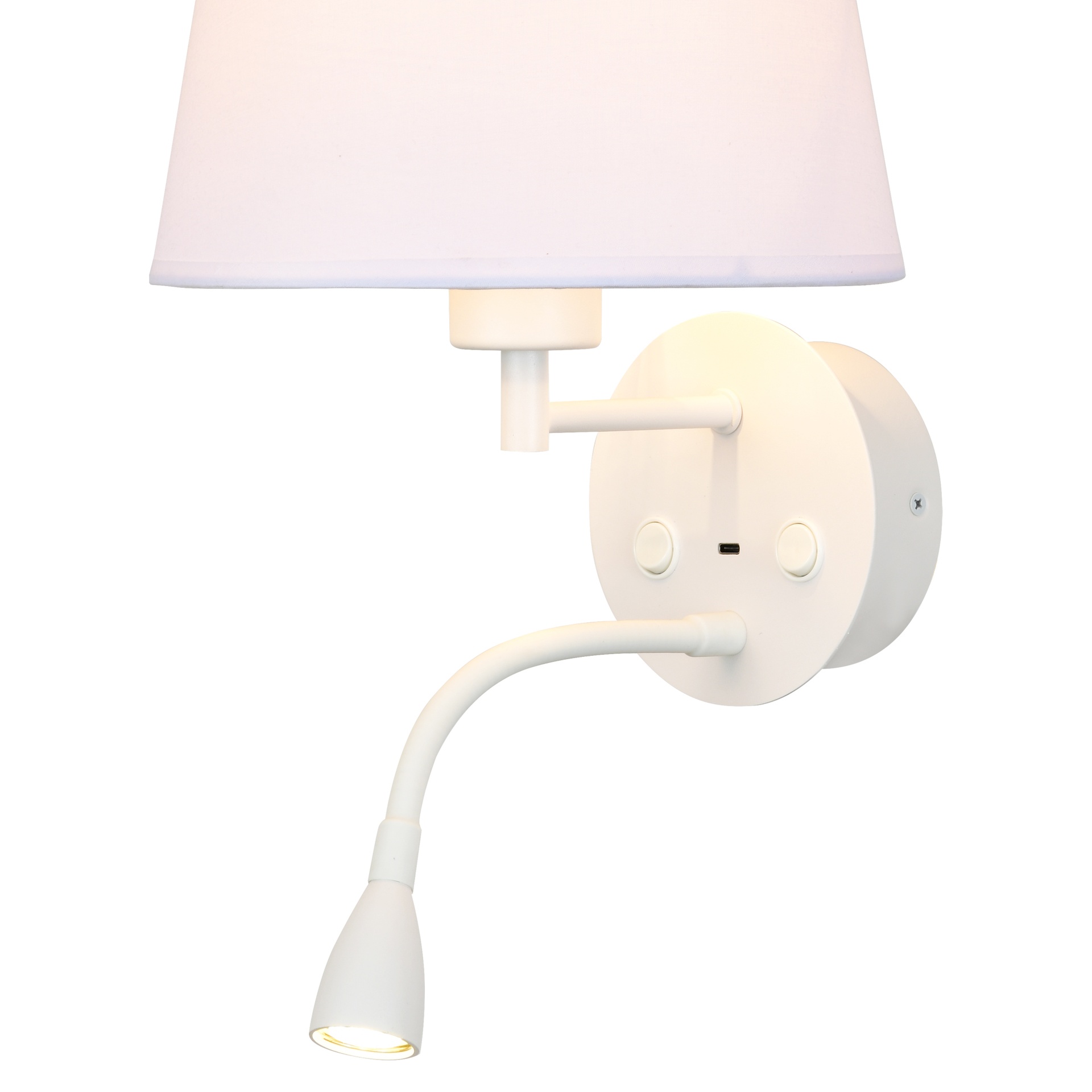CAICOS * APPLIQUE BIANCO 1L E27+ LETTORE LED 3W 3000K + TYPE-C CHARGER
