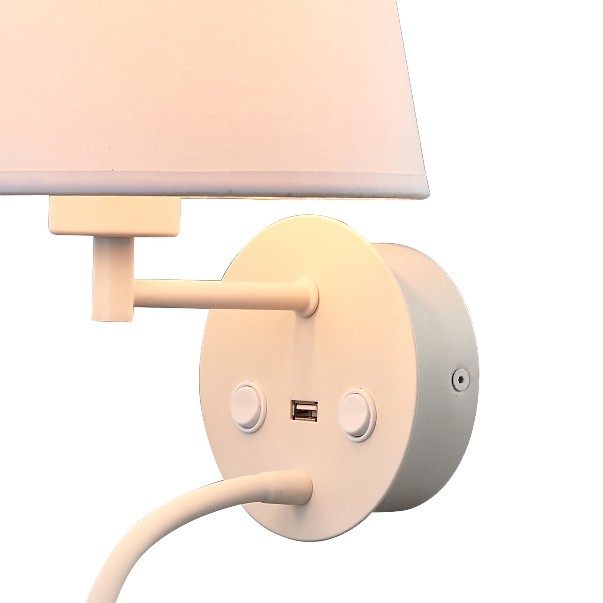 CAICOS * APPLIQUE BIANCO 1L E27+ LETTORE LED 3W 3000K + TYPE-C CHARGER