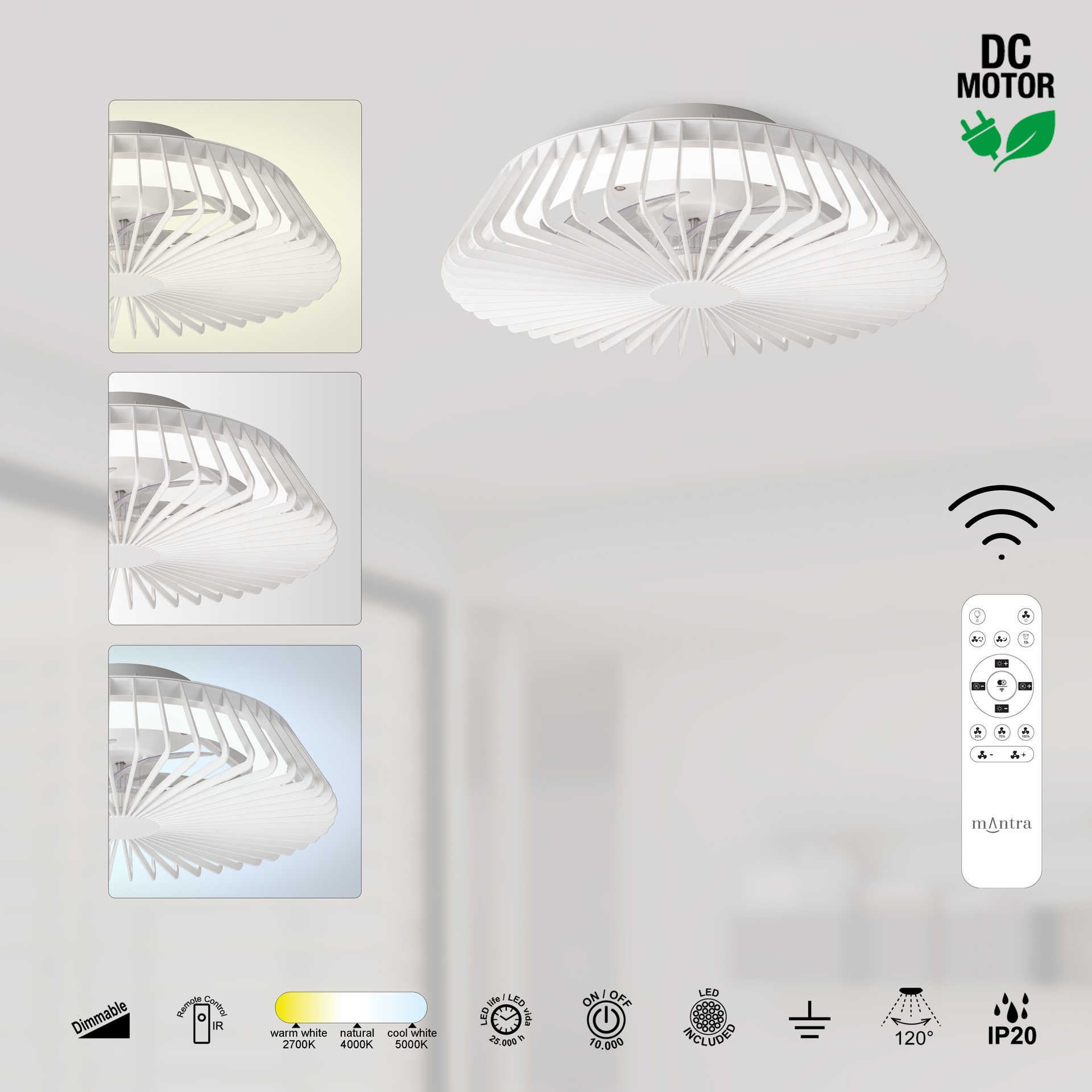 HIMALAYA MINI * VENTILATORE BIANCO CON TELECOMANDO