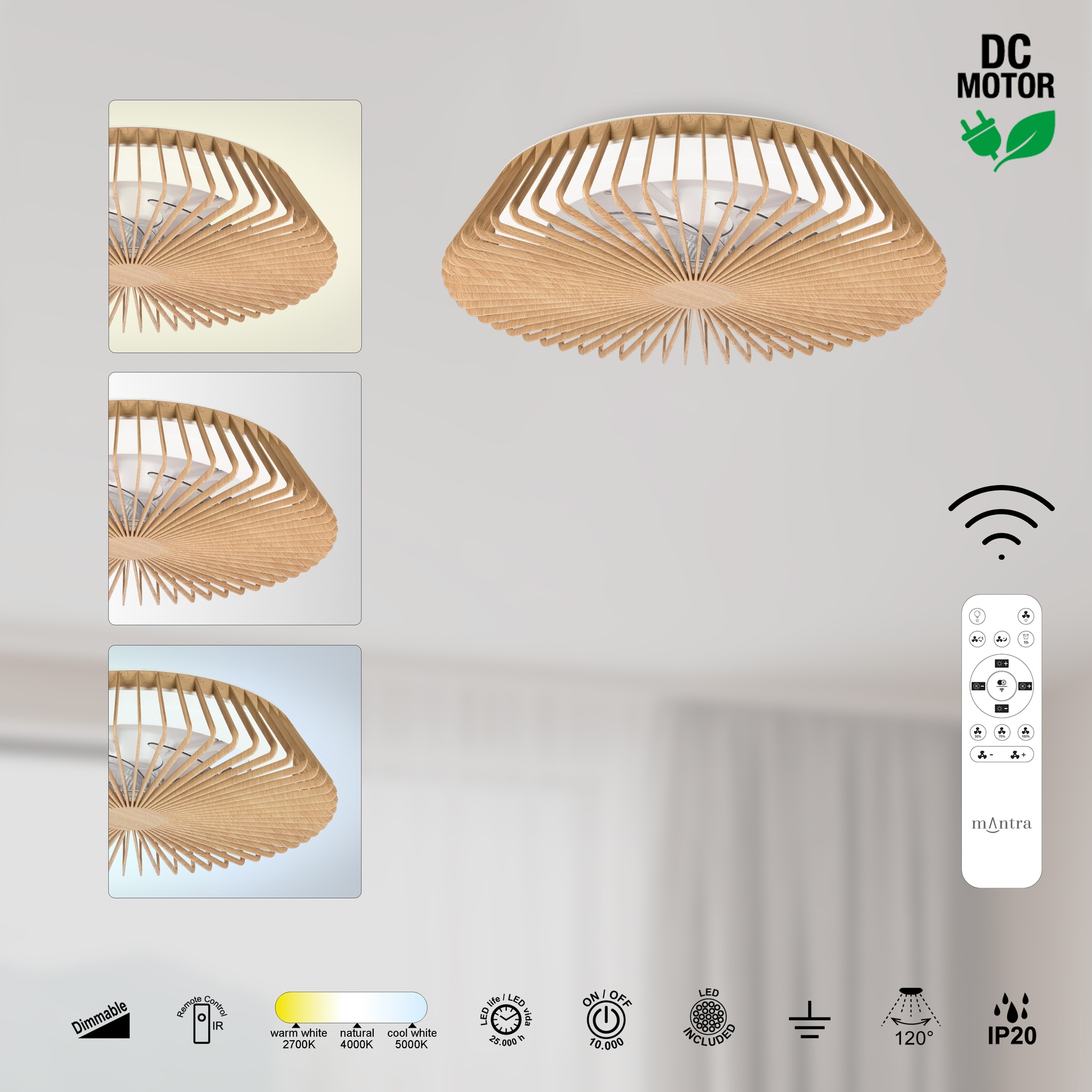 HIMALAYA MINI * VENTILADOR MADERA CON MANDO
