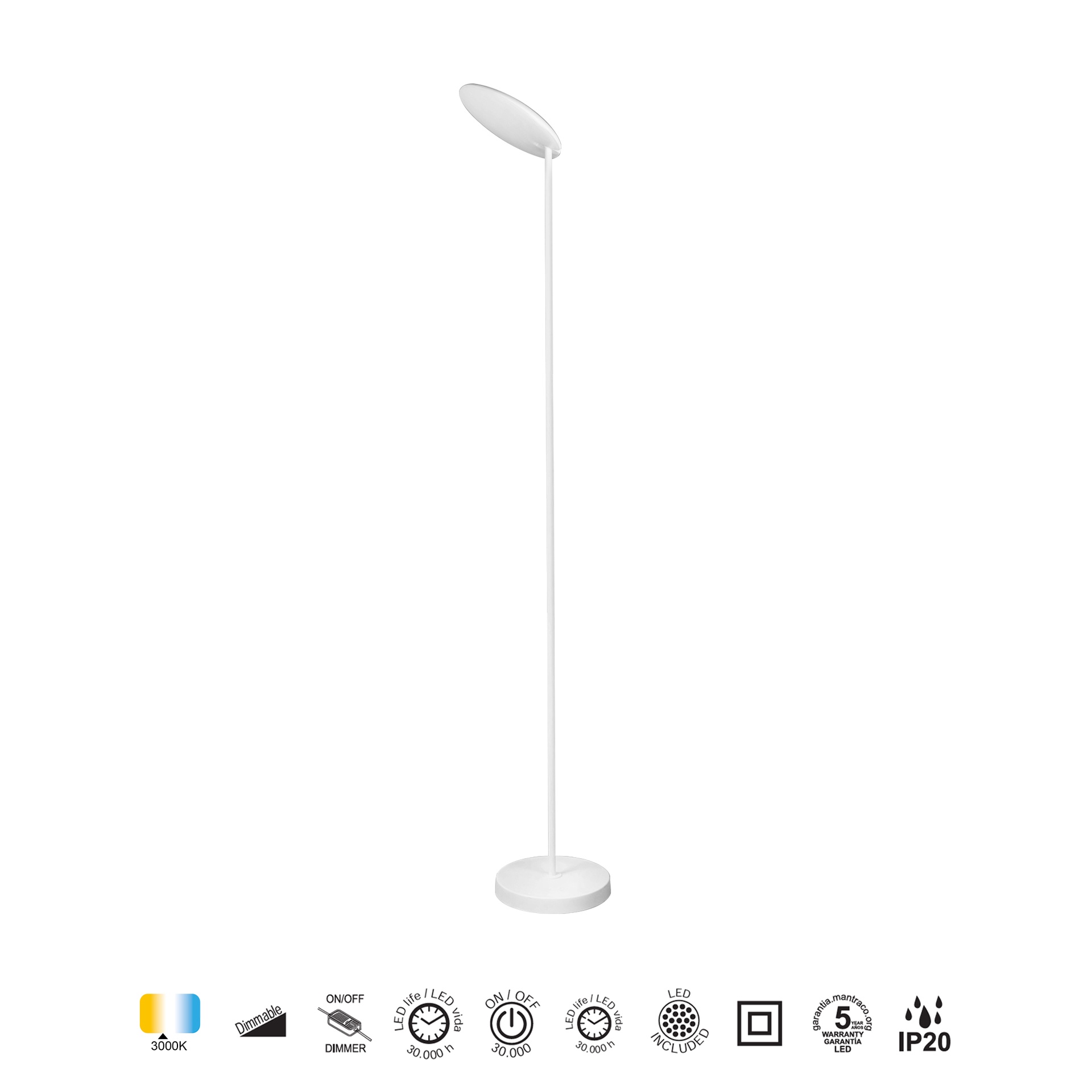 NASSAU * PIANTANA 30W 3000K DIM BIANCO