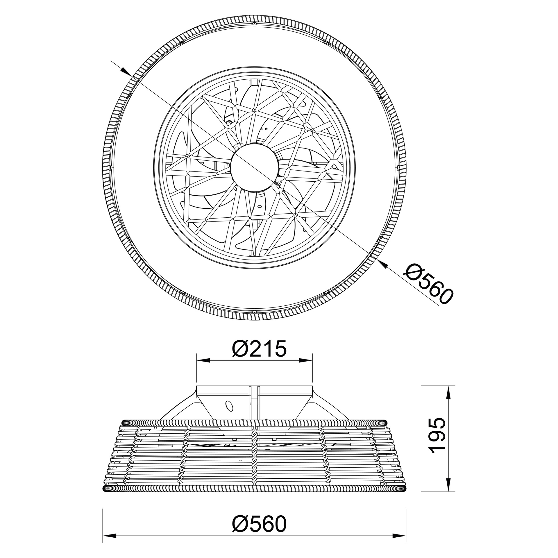 Indonesia Mini · Plafón-ventilador de aspas ocultas con luz · Roja