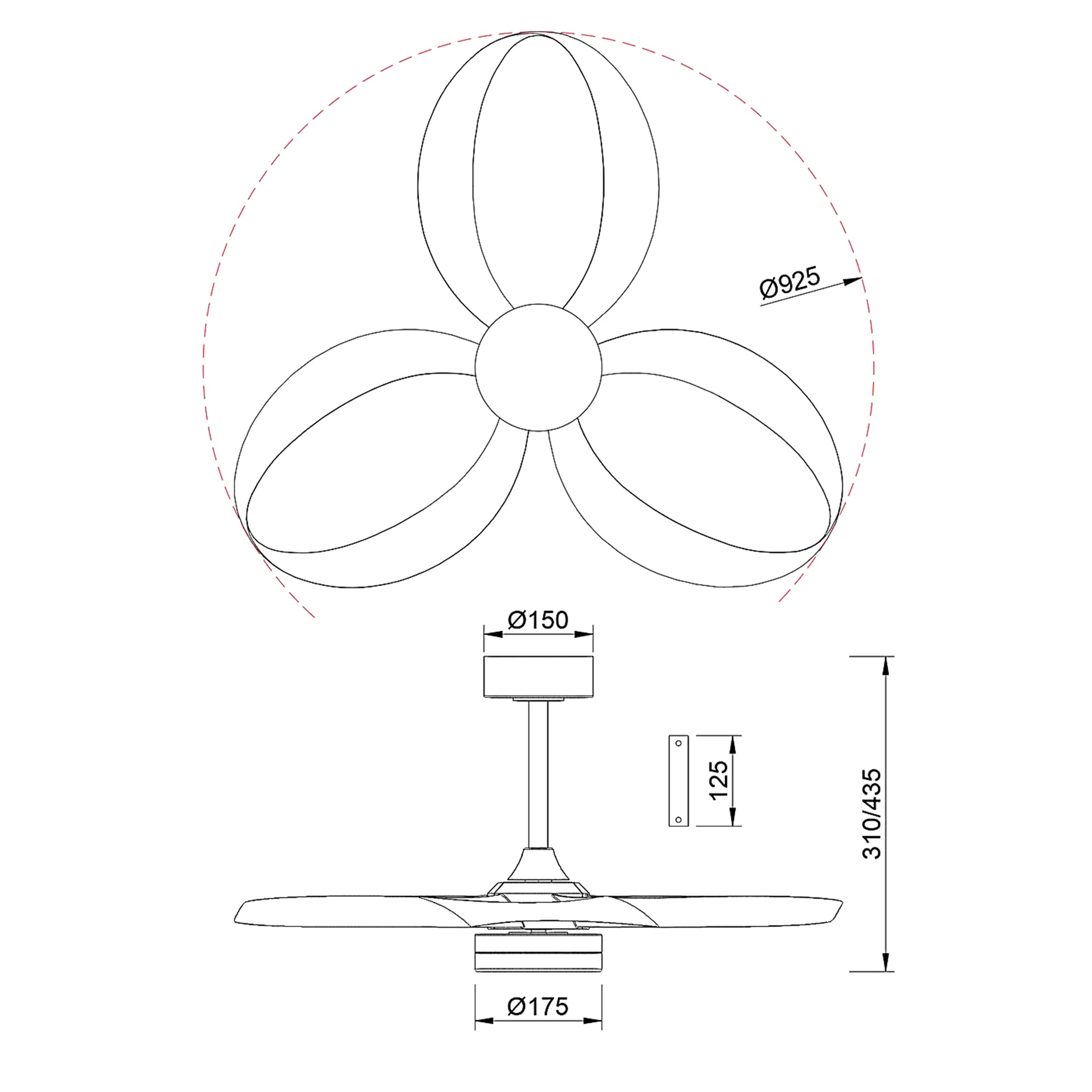 Infinity fan · Ceiling fan with light · Black