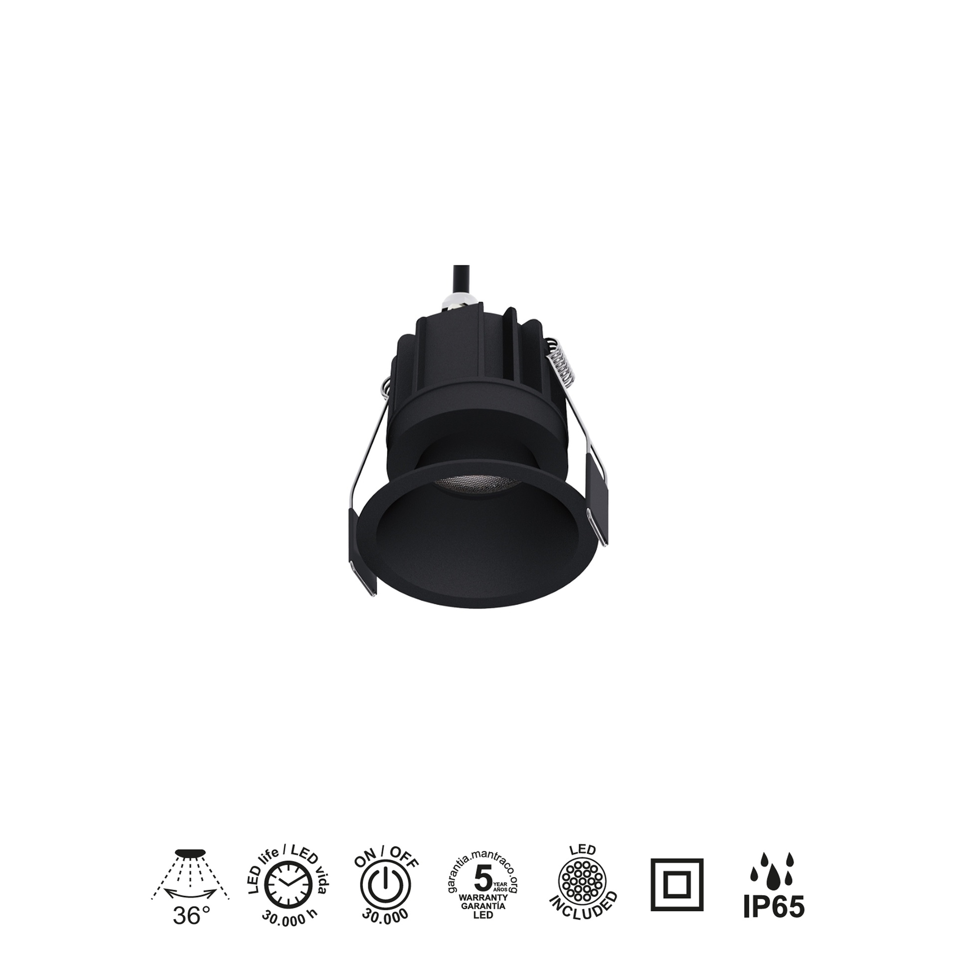 ROMBOK * RECESSED LED CCT BLACK 8W IP65
