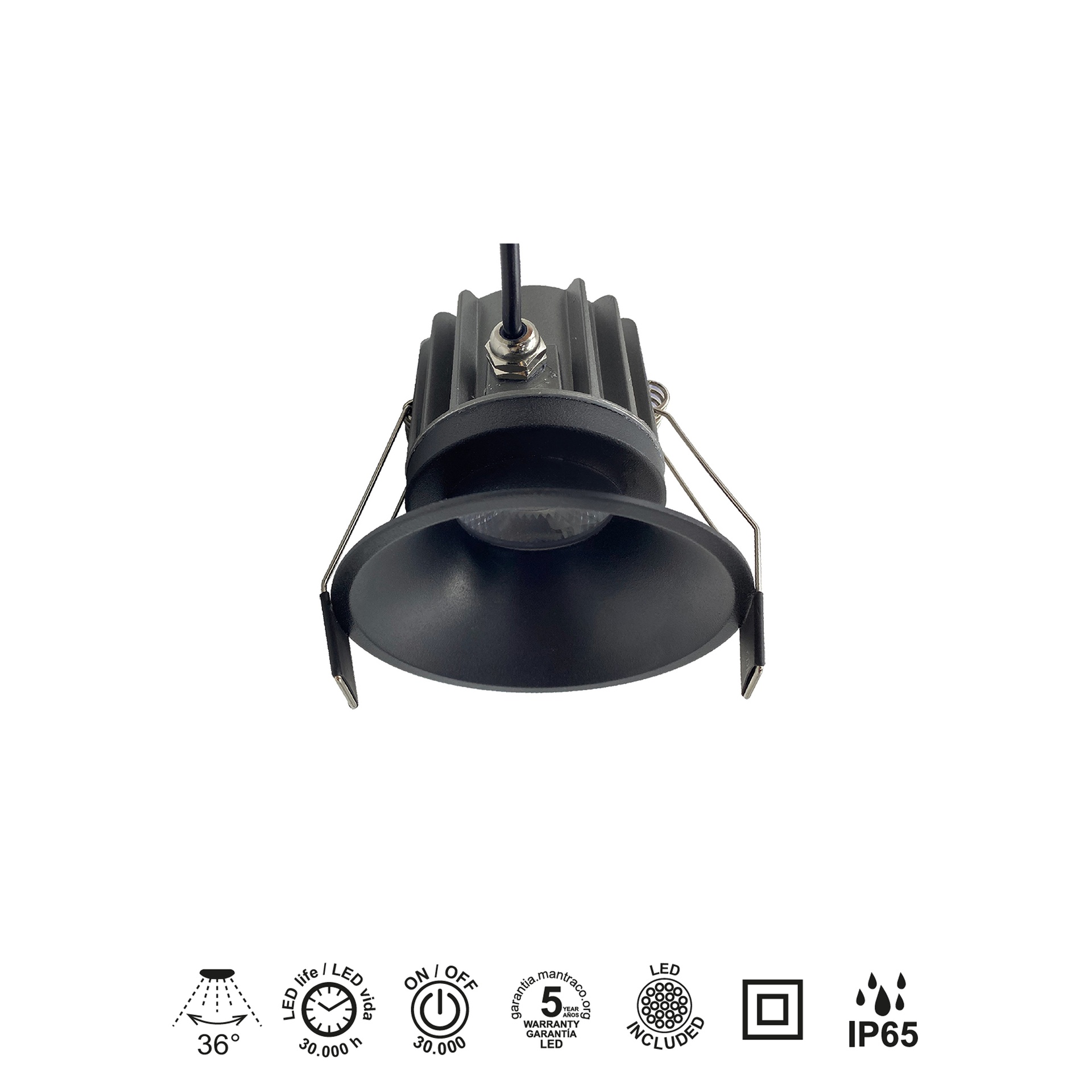 ROMBOK * RECESSED LED CCT BLACK 12W IP65