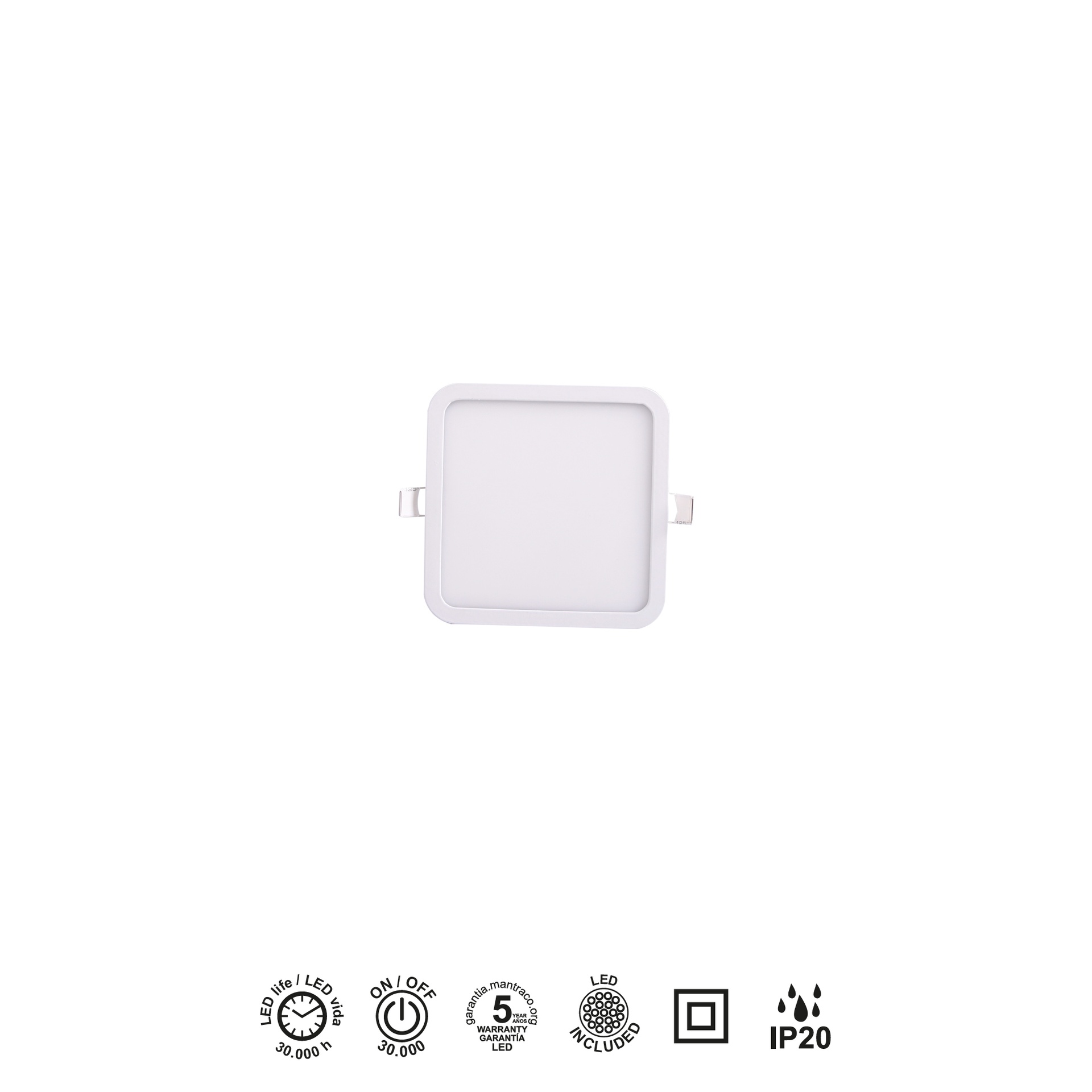 SAONA * DOWNLIGHT LED QUADRATO - 6W - 3000K