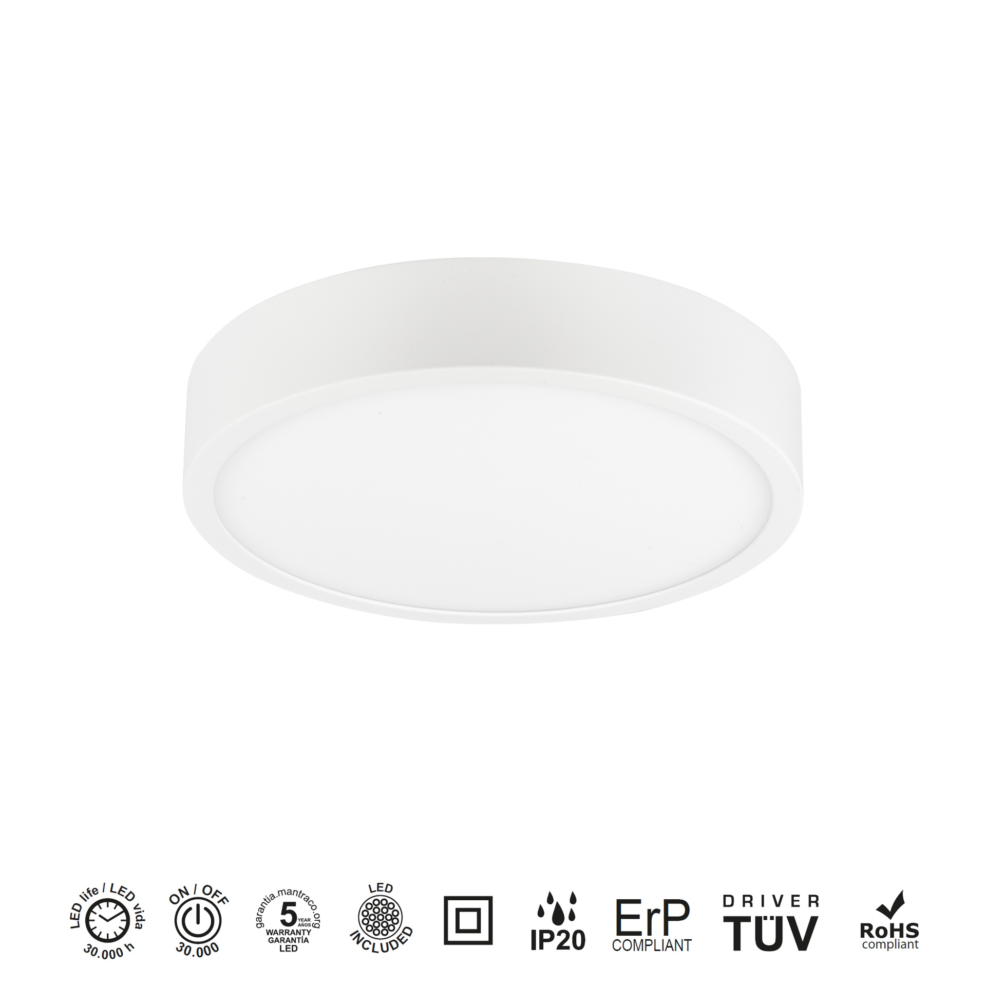 Saona superficie · Plafones · Blanco Mate