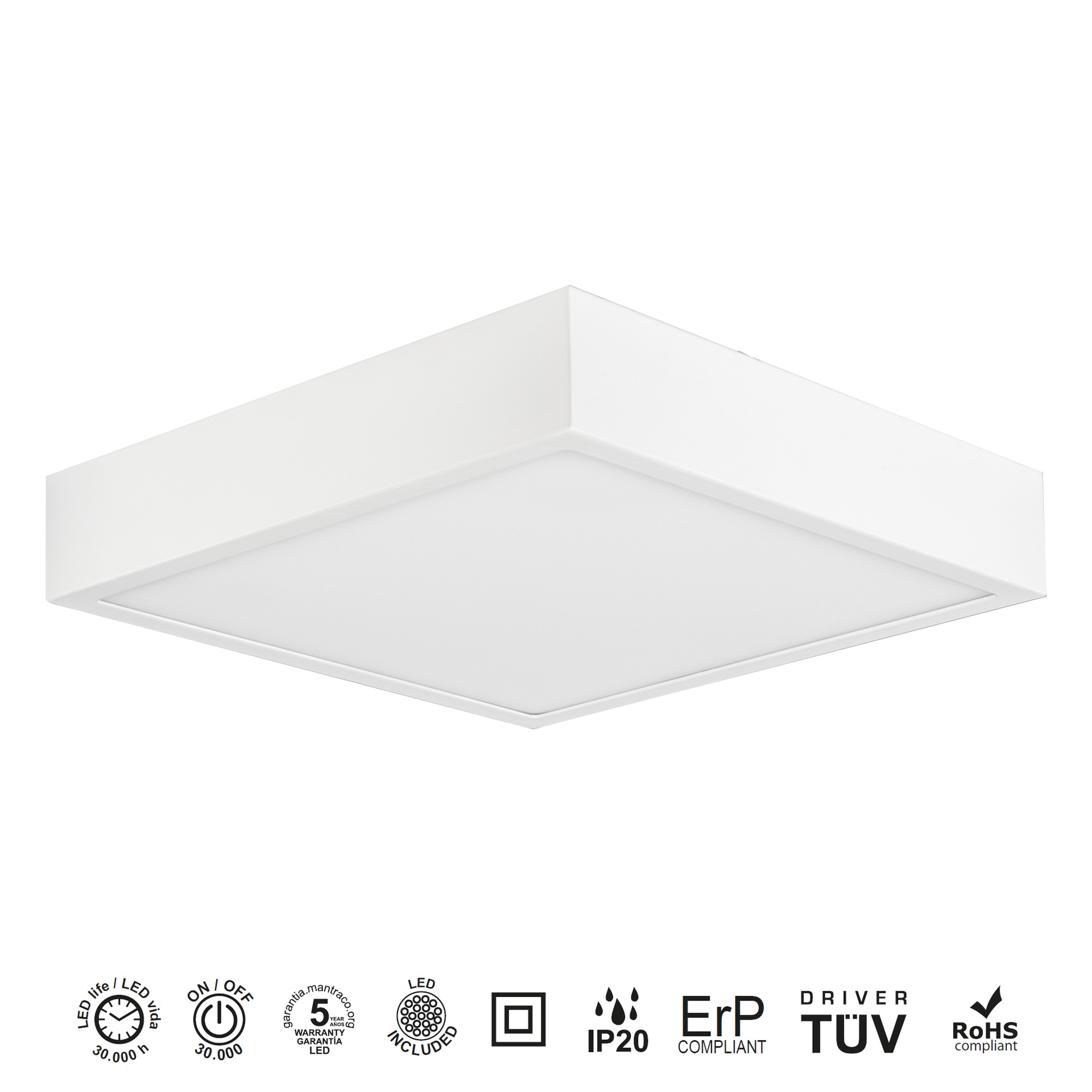 SAONA SUPERFICIE * DOWNLIGHT LED QUADRATO - 30W - 4000K