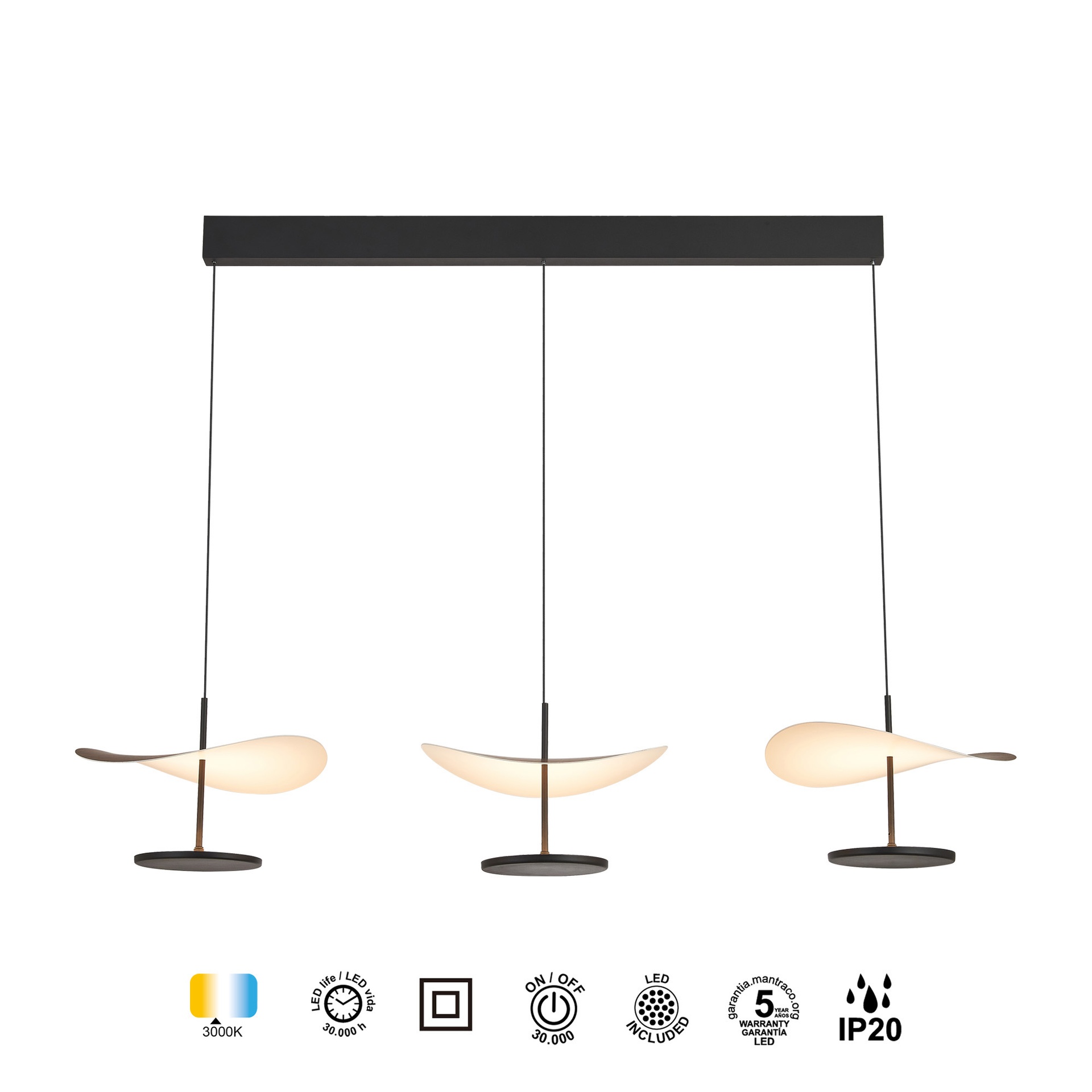 ***DES*** ABISAL * Lampada LED 3 luci Lineare 32W 3000K