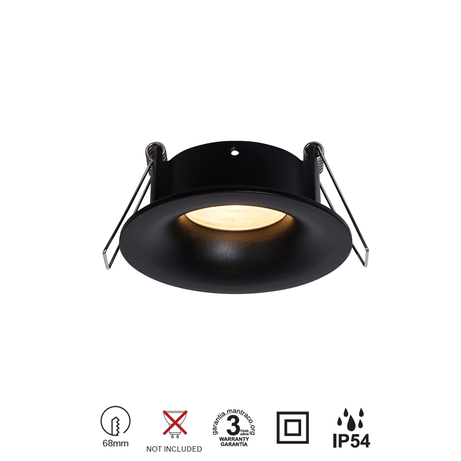 TAVIRA * RECESSED IP GU10 (ROUND)  BLACK